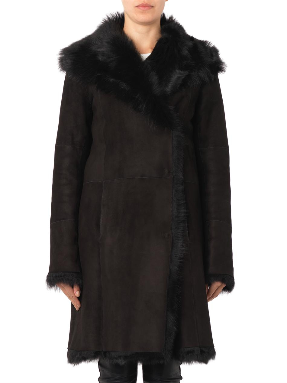 Lyst Joseph Anais Longlength Shearling Coat in Black