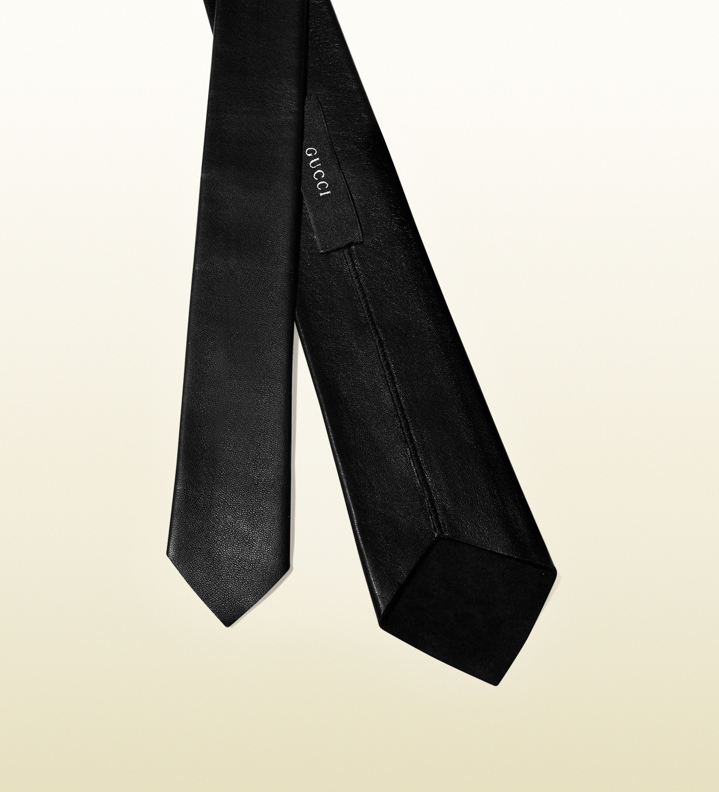 GUCCI Black leather tie acasadiraffi.it