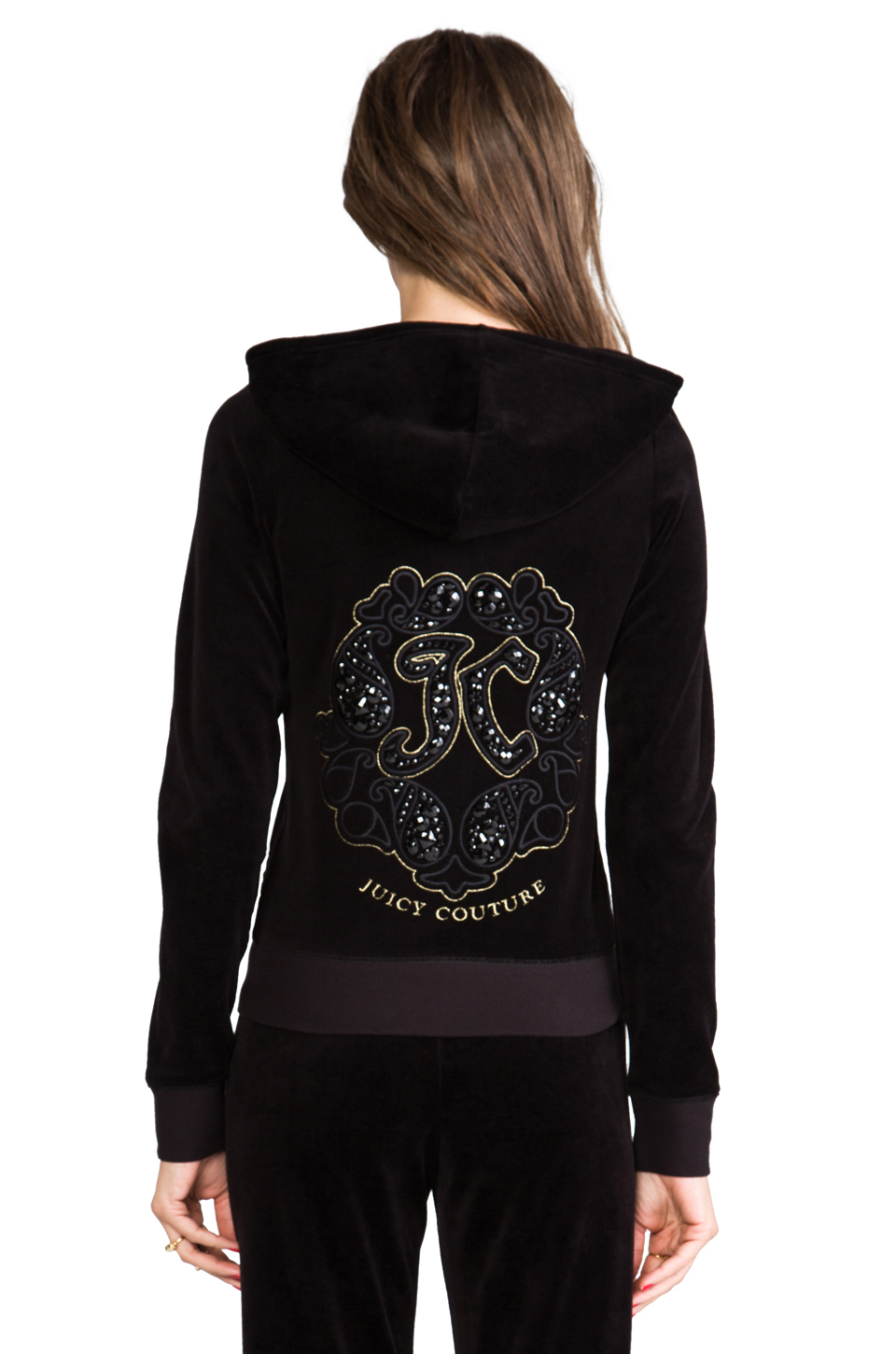 Lyst - Juicy couture Paisley Velour Hoodie in Black in Black