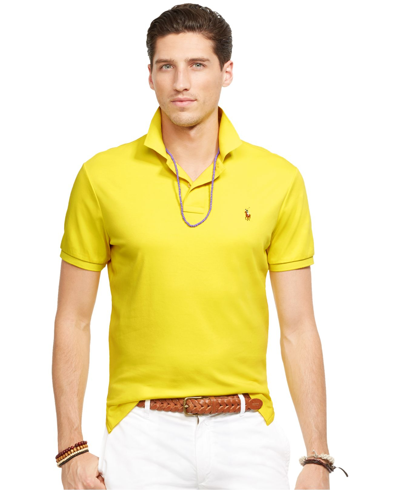 Polo ralph lauren Pima Soft-touch Polo Shirt in Yellow for Men | Lyst