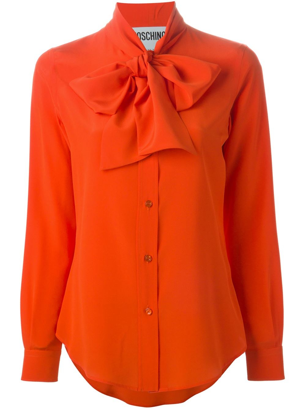 Moschino Pussy Bow Blouse in Orange | Lyst UK