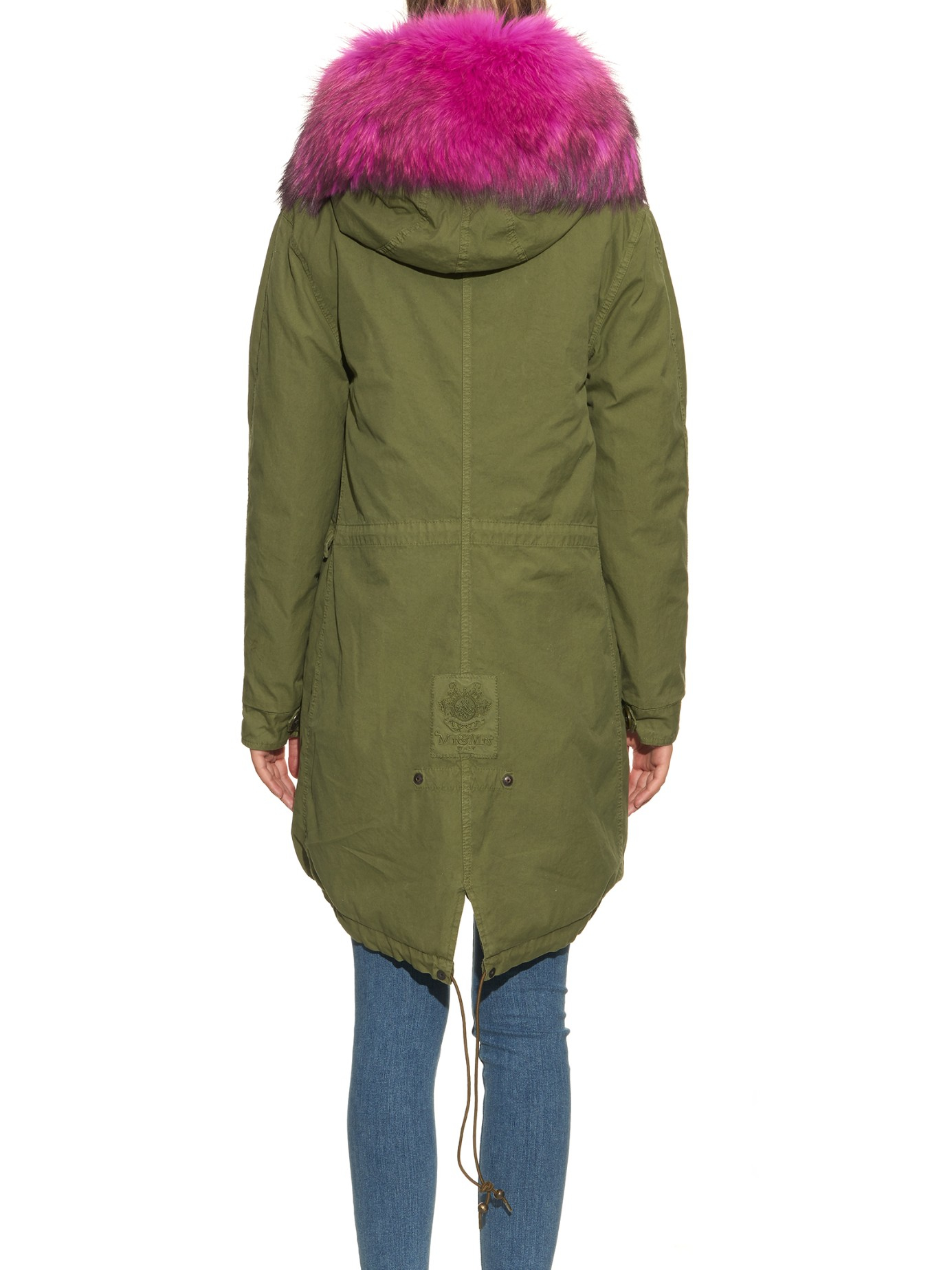 Mr & Mrs Italy Fur-Trim Cotton and Canvas-Blend Parka in Green | Lyst