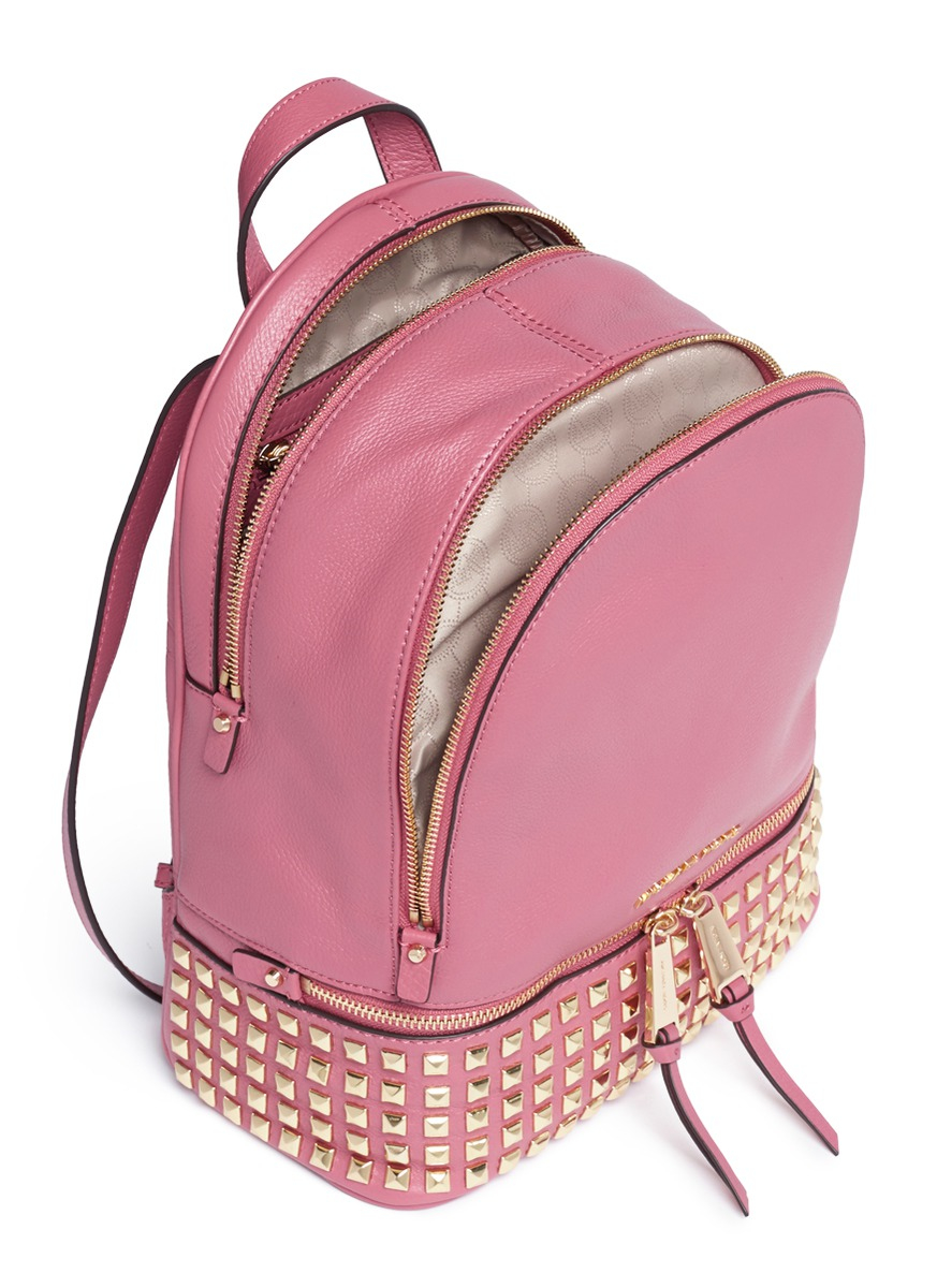 Michael Kors 'rhea' Small Stud Leather Backpack in Pink Lyst