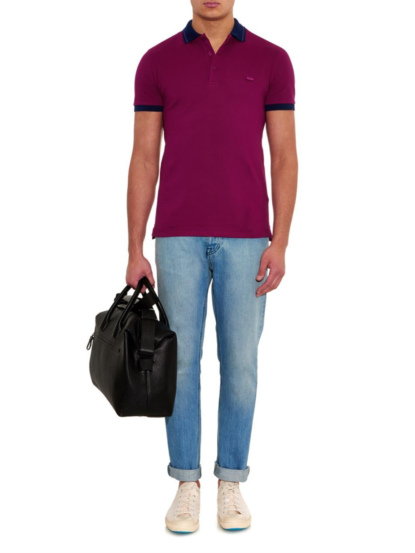 burgundy burberry polo