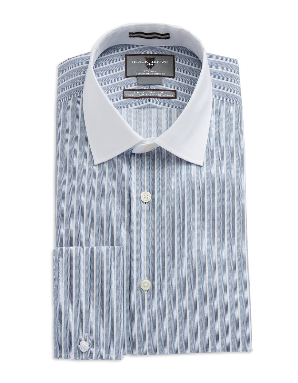 Black & Brown Blue Slim Fit Contrast Collar Dress Shirt for Men Lyst