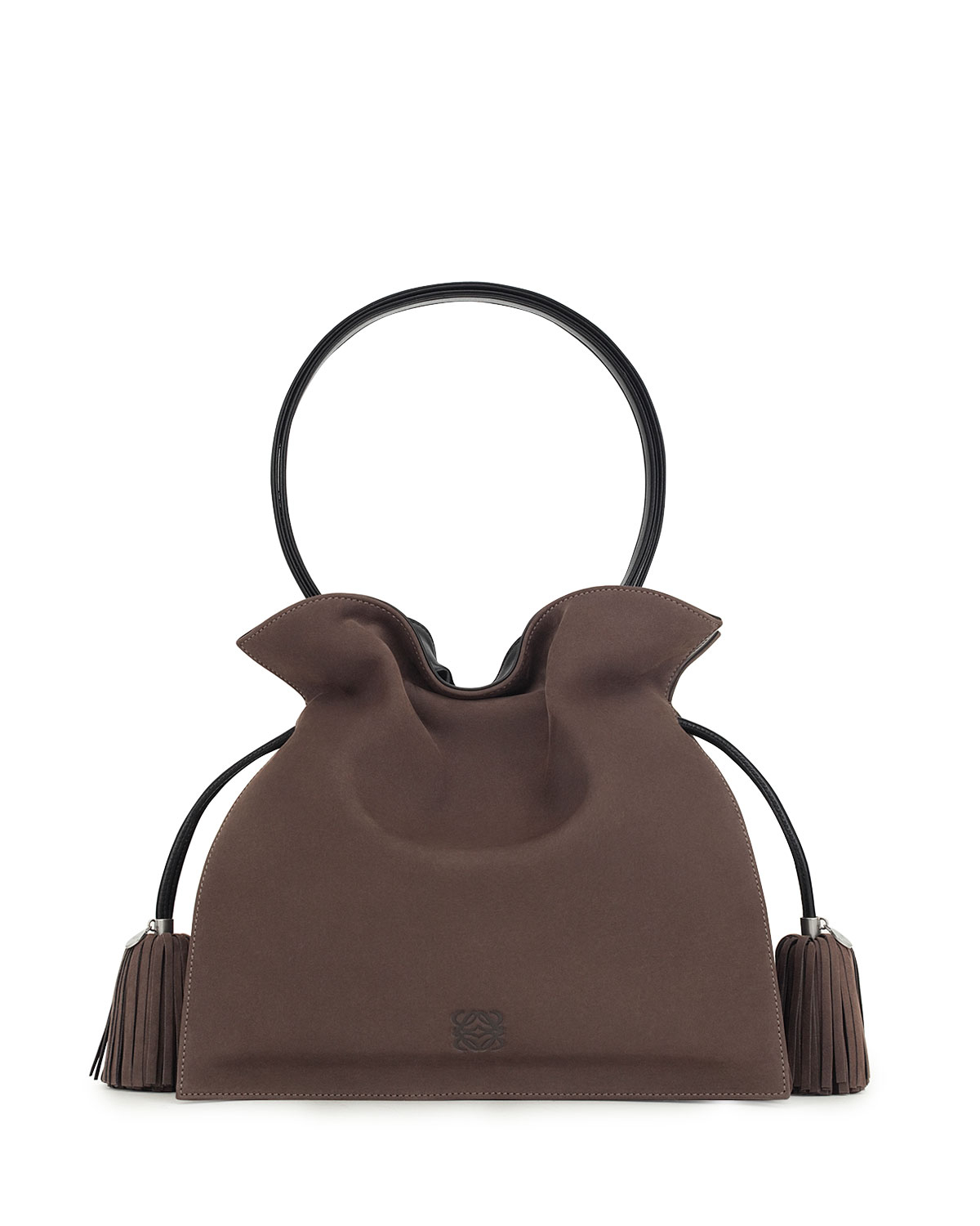 Loewe Flamenco 30 Nubuck Drawstring Bag Charcoal in Brown Lyst