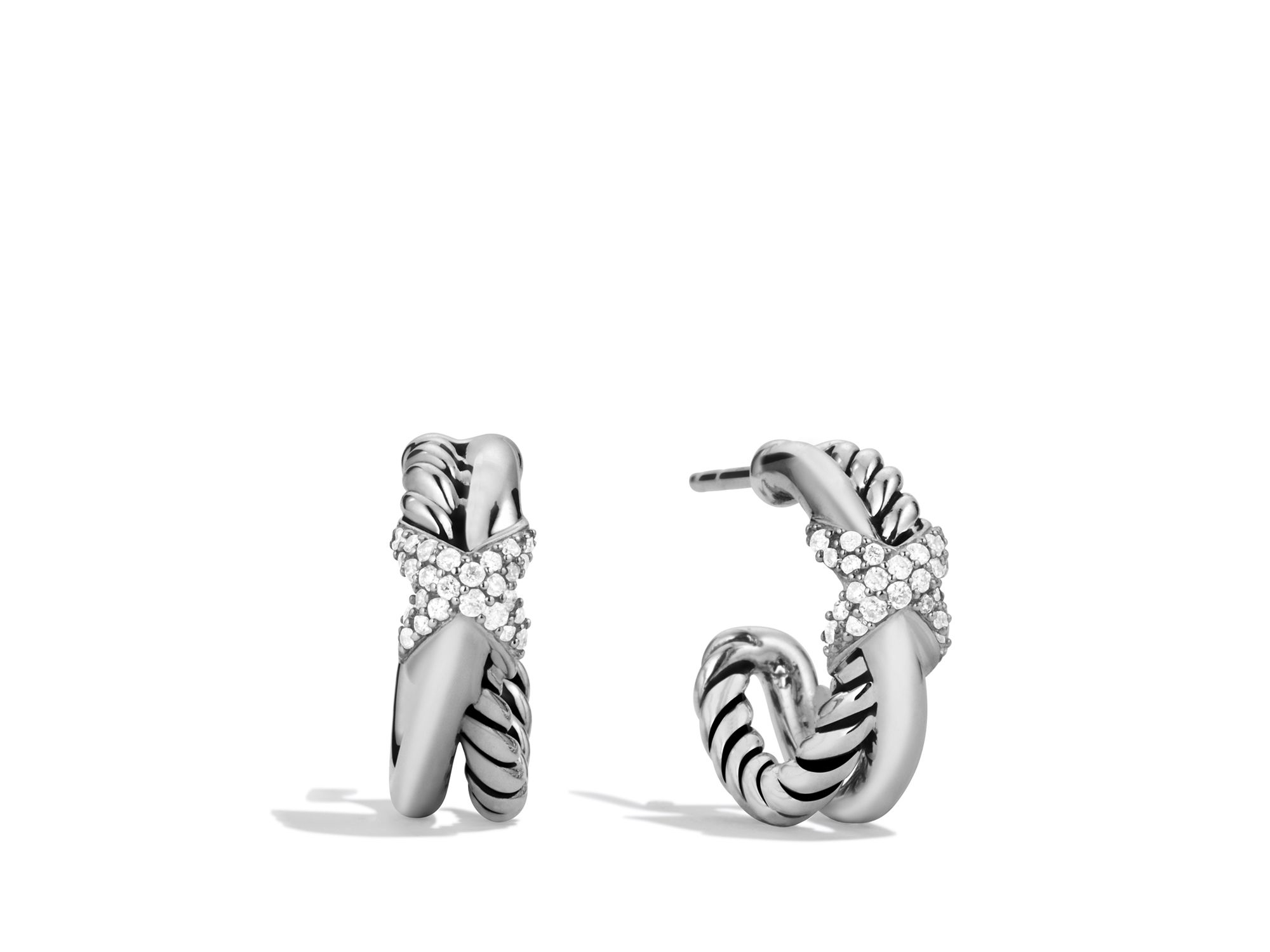 Lyst David Yurman Pee X Crossover Earrings With Diamonds In Gallery