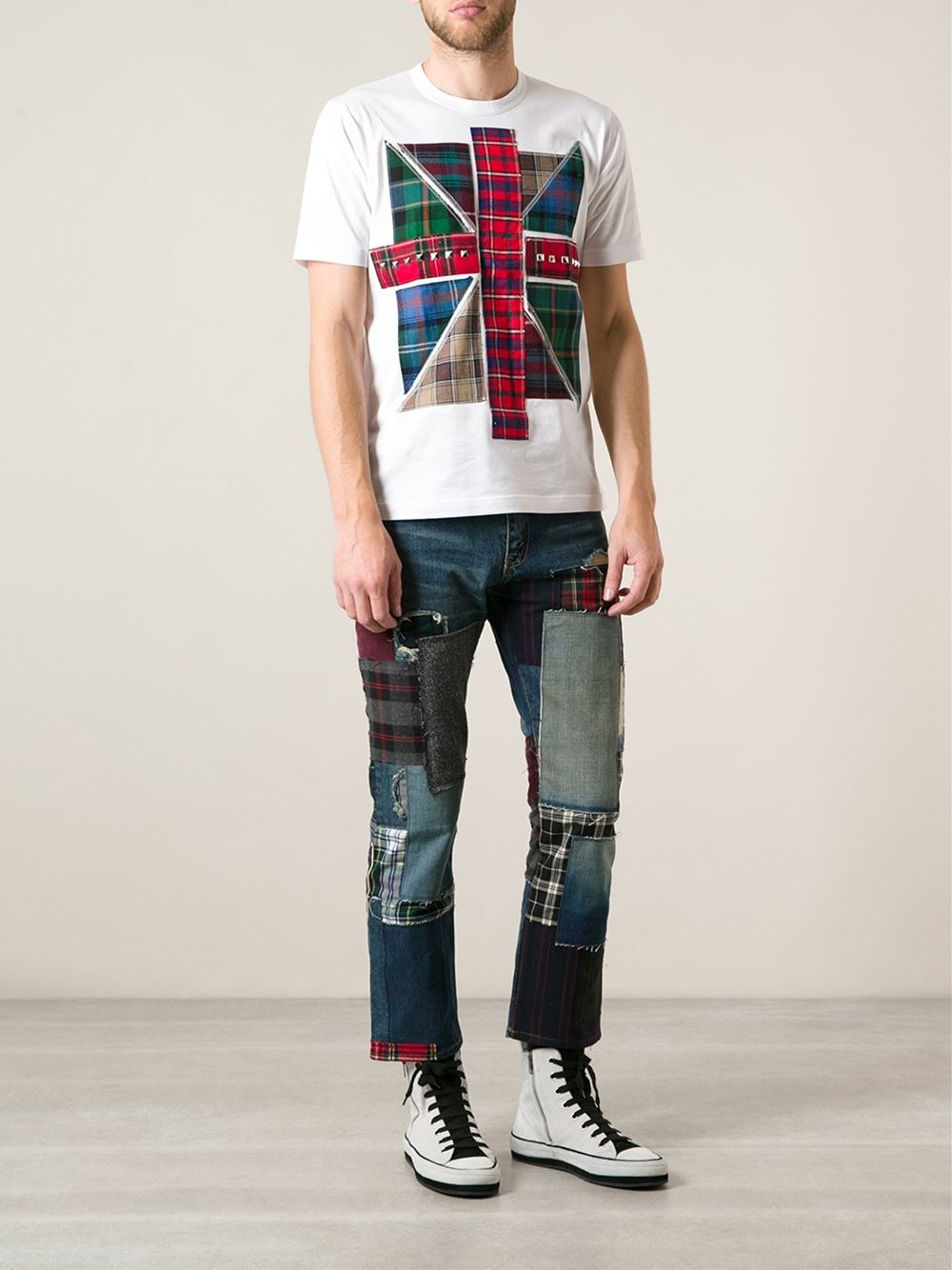 patchwork jeans mens