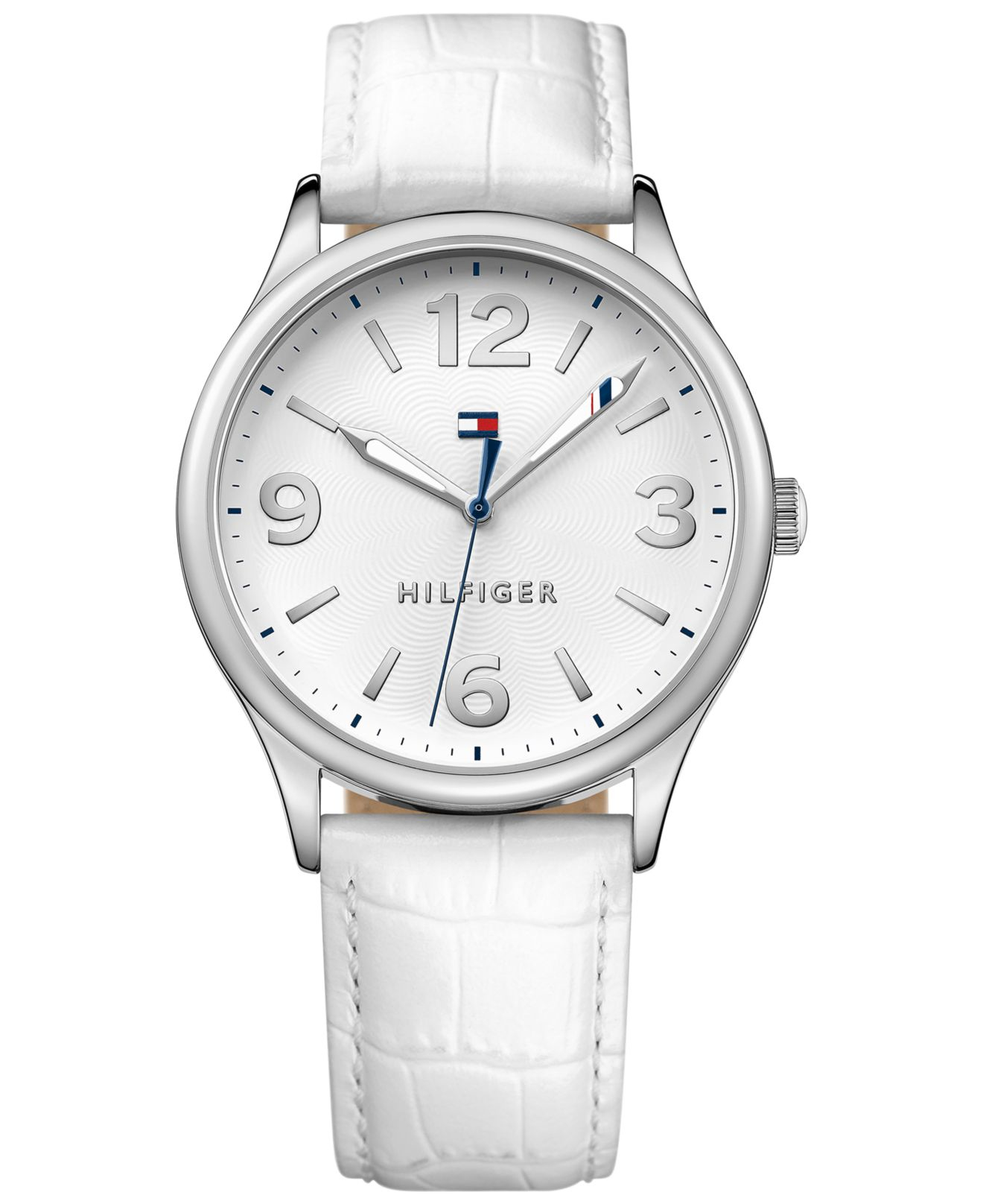 Lyst Tommy Hilfiger Women's White Leather Strap Watch 38mm 1781594 in Metallic