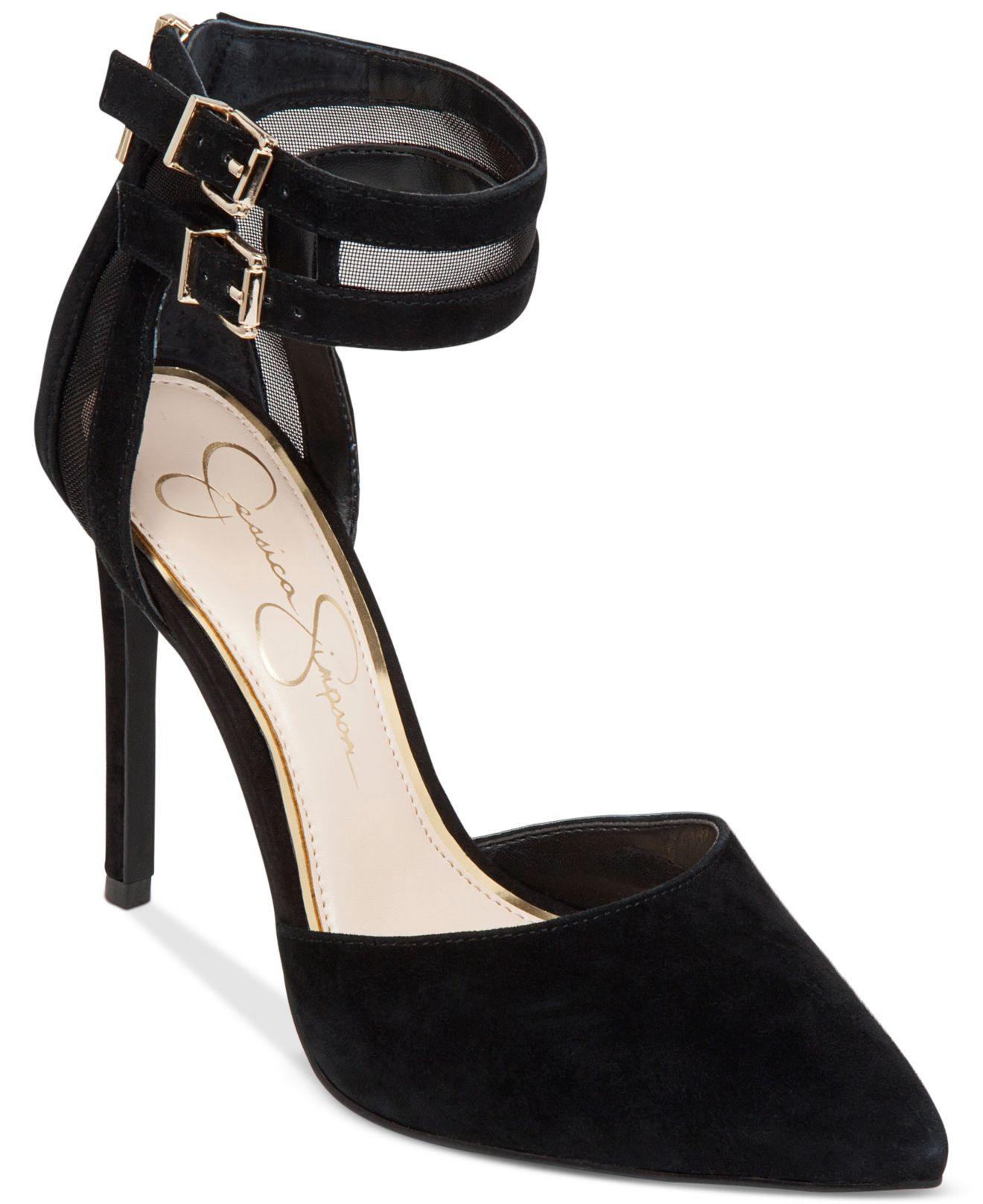 jessica simpson black heels with straps