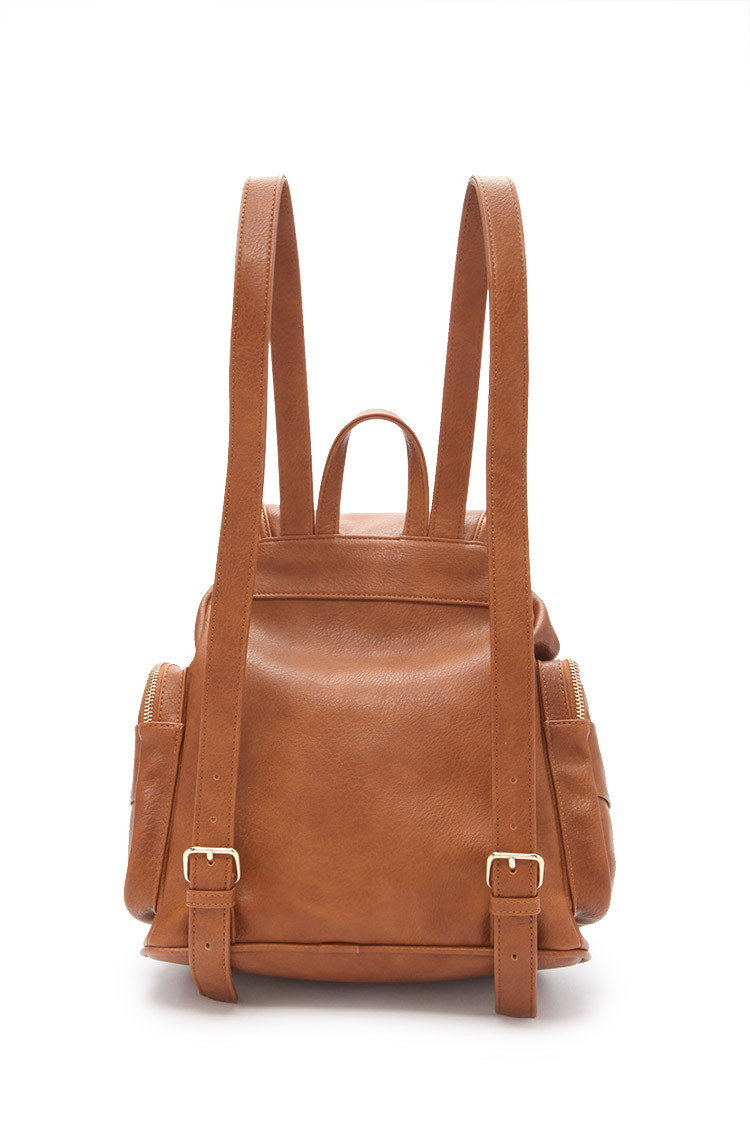 Tan faux leather backpack Clearance
