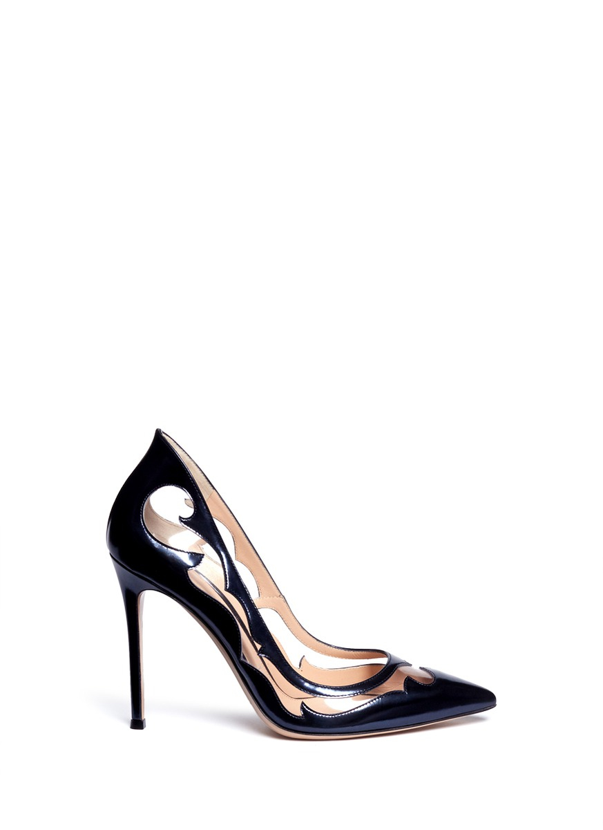 Lyst - Gianvito Rossi Western Clear Pvc Metallic Leather Pumps in Black