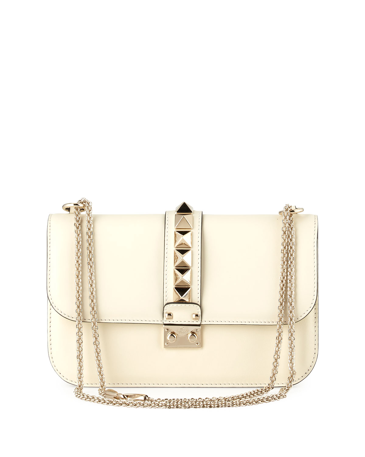 Lyst Valentino Rockstud Medium Leather Shoulder Bag in White