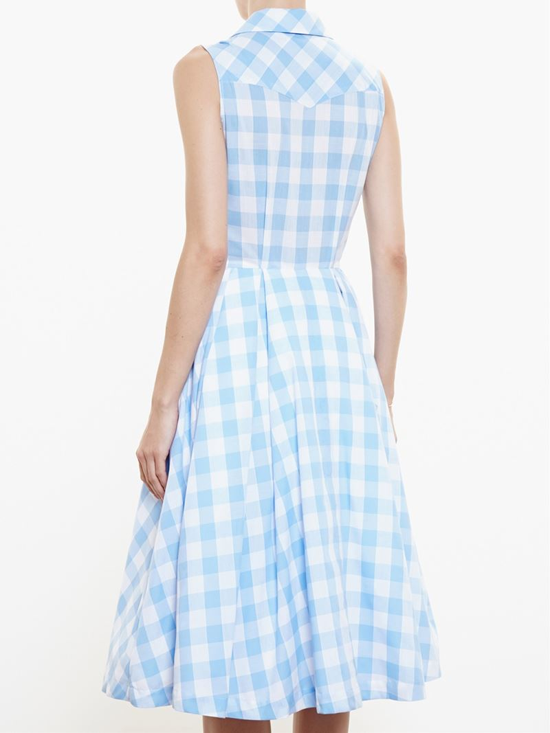 Lyst - Natasha Zinko Gingham Dress With Pigtail Print in Blue