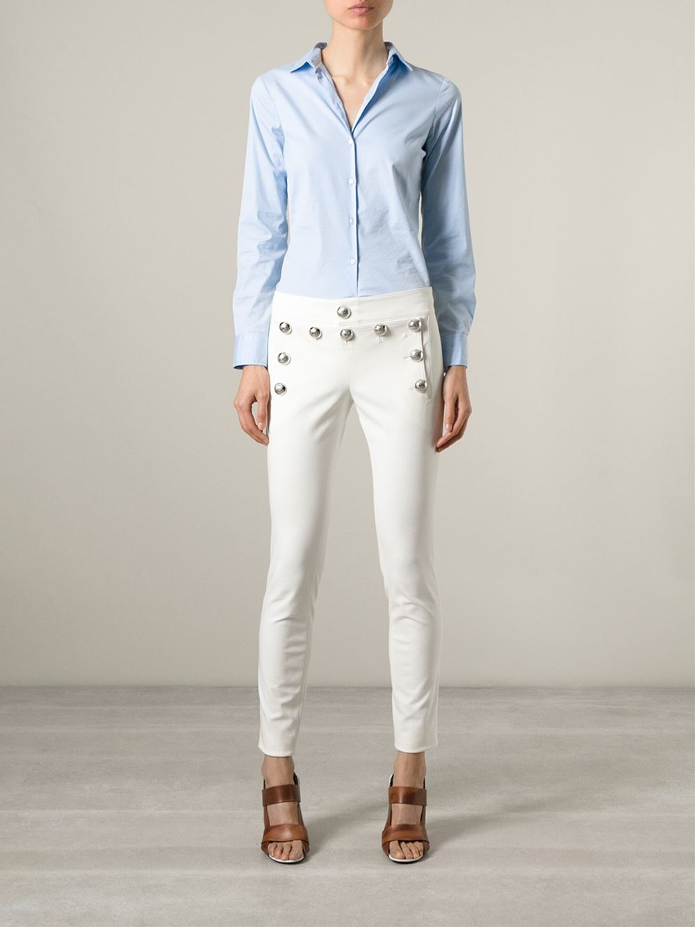 Lyst Gucci Button Detail Jeans in White