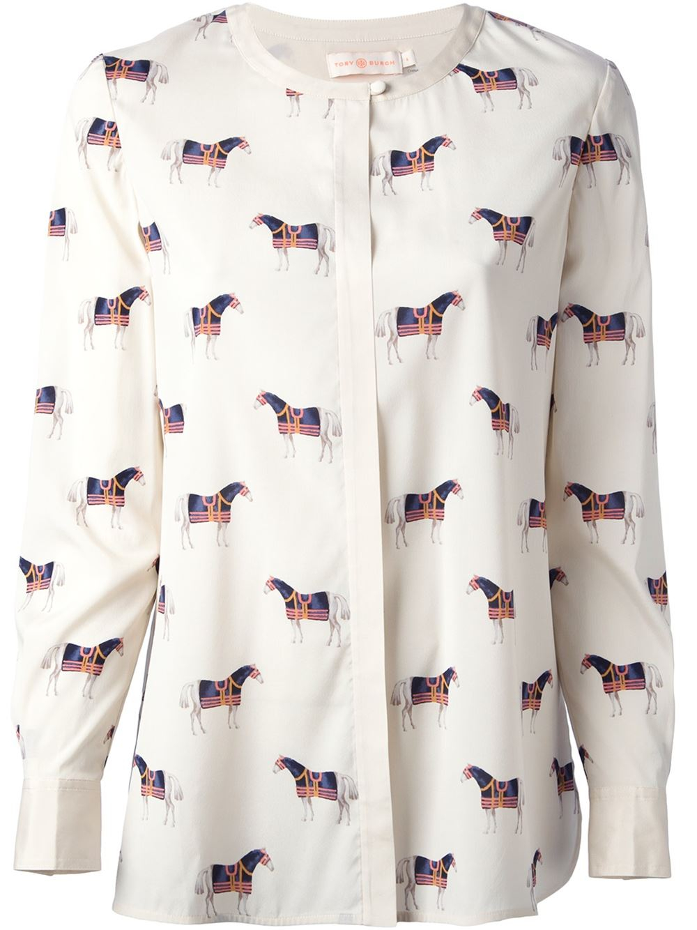 Tory Burch Horse Print Blouse in Natural Lyst