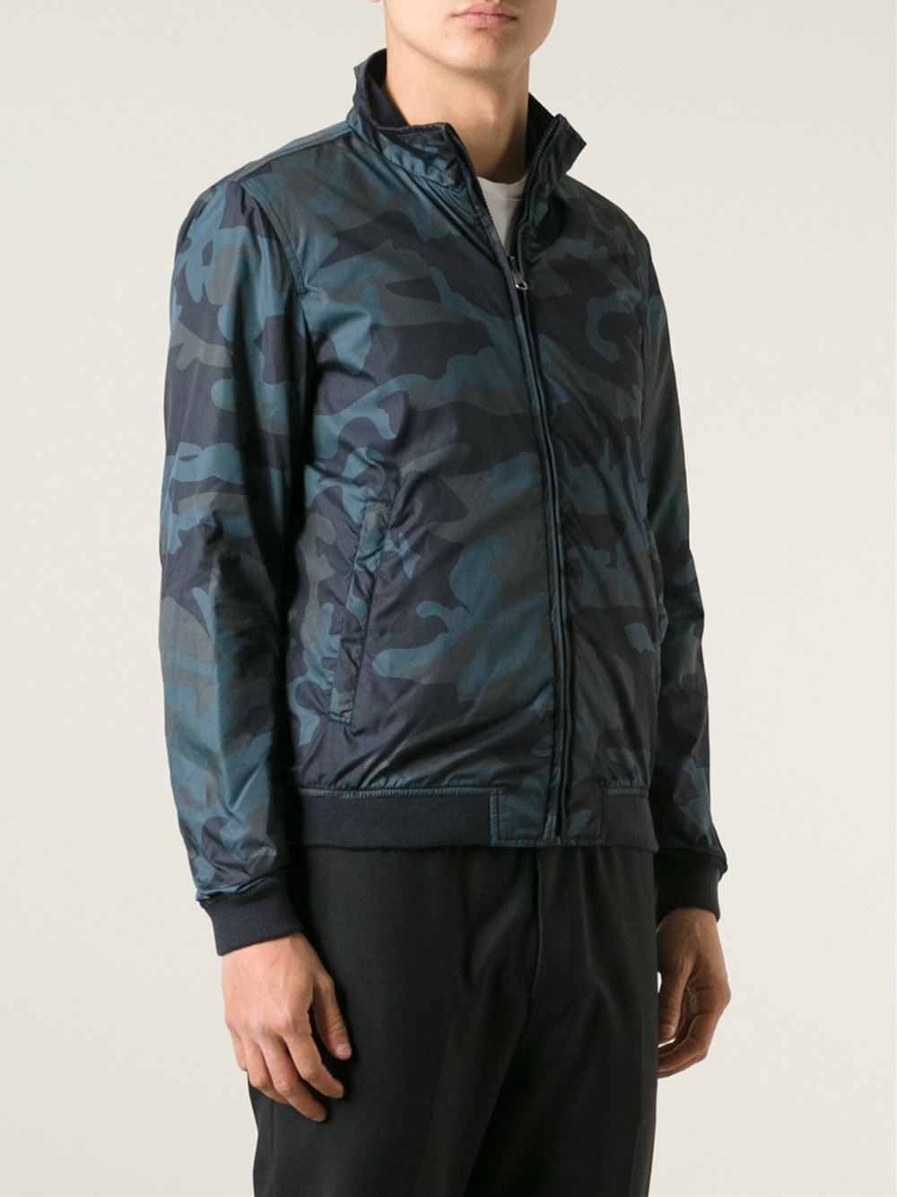 Woolrich Camouflage Print Reversible Jacket in Blue for Men - Lyst
