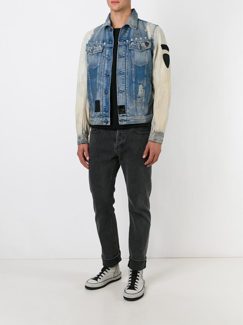 DIESEL Dyed Sleeve Denim Jacket in Blue for Men Lyst