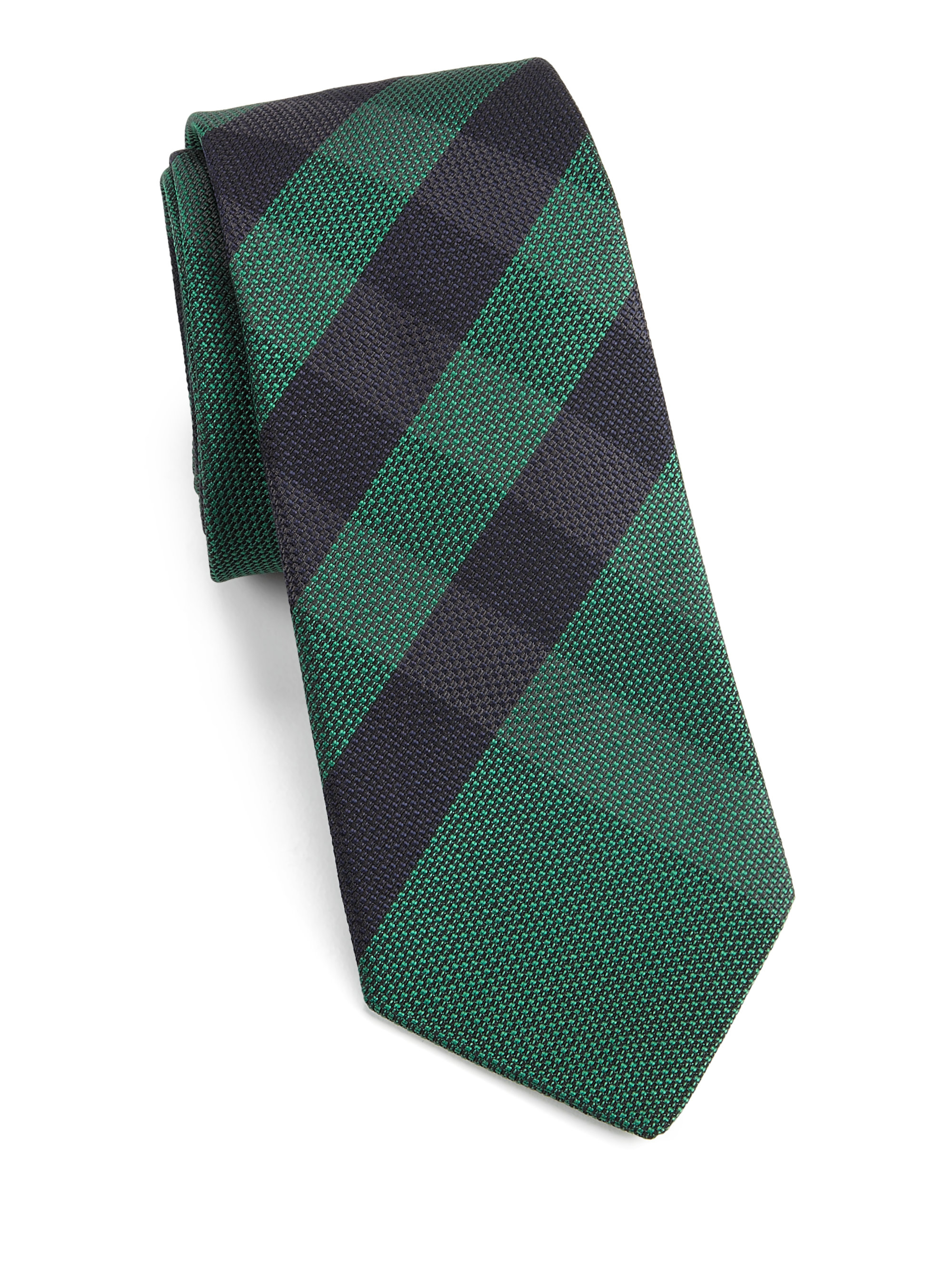 Burberry Check Textured Silk Tie in Green-Navy (Green) for Men | Lyst