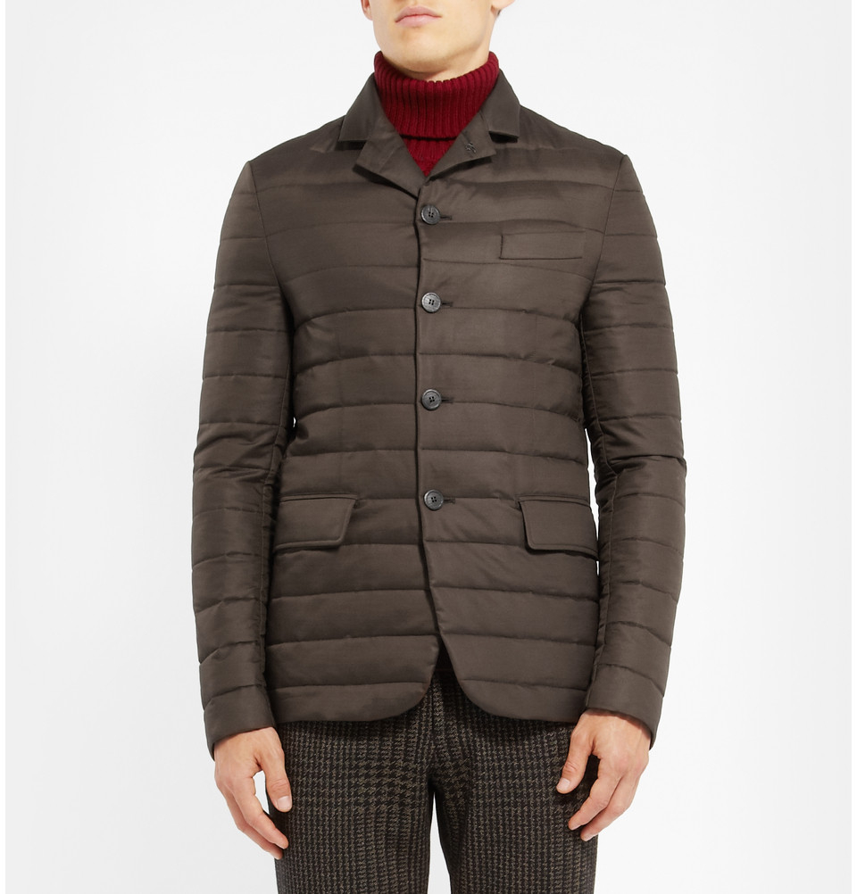 Canali Rain & Wind Tech Quilted DownFilled Jacket in Brown for Men Lyst