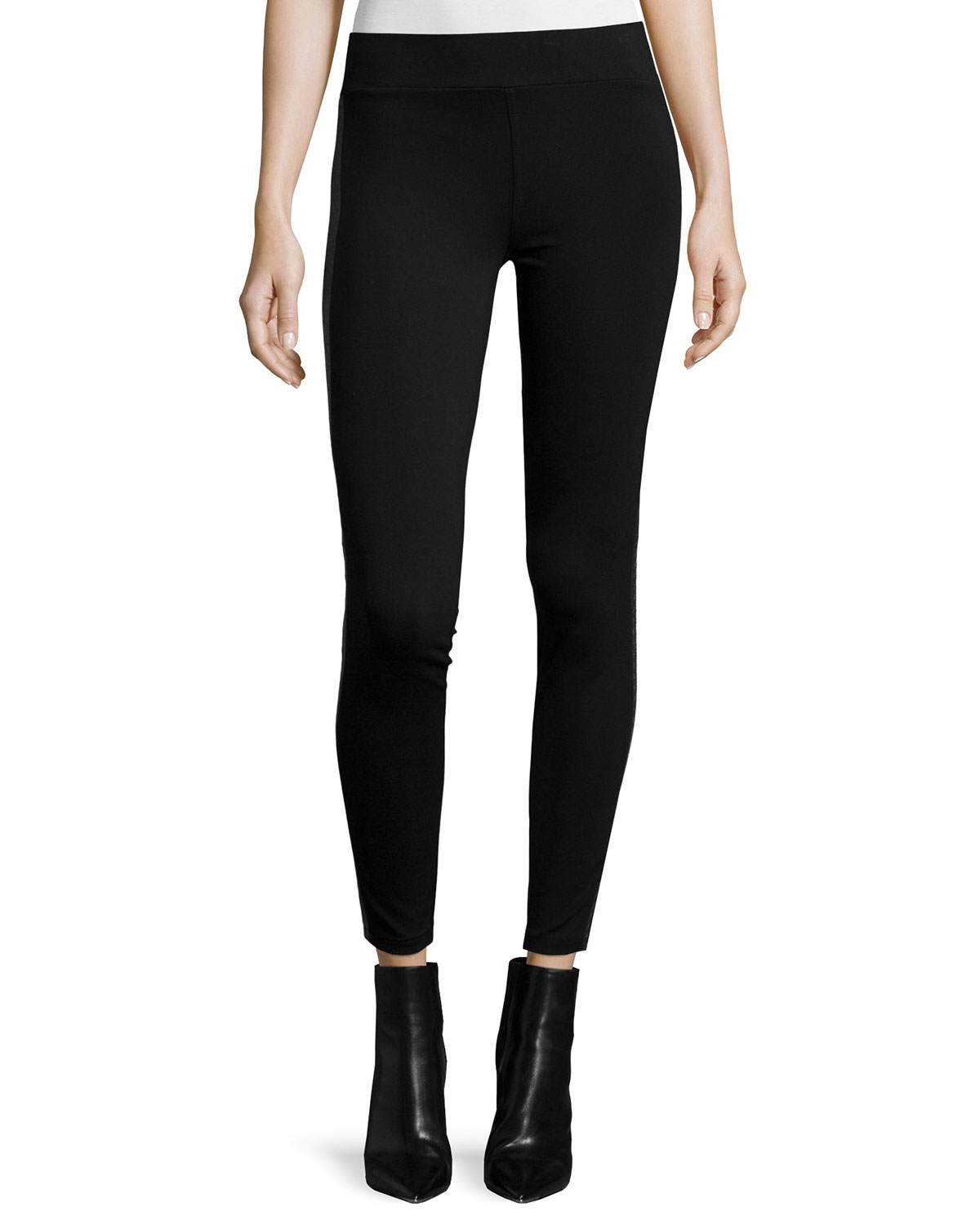 Lyst Neiman Marcus Leathertrim Ponte Leggings in Black