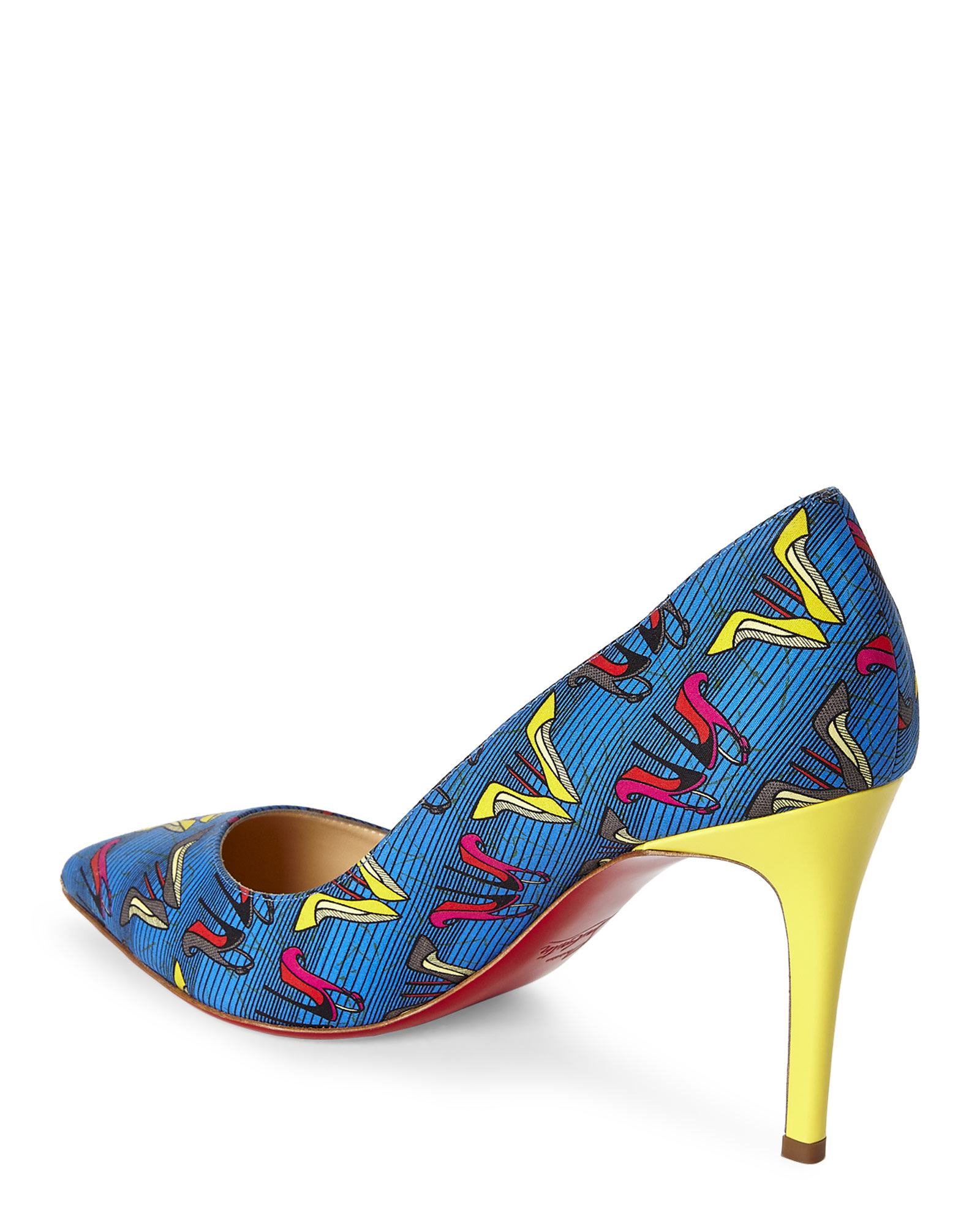 Christian louboutin Blue Pigalle Printed Mid-Heel Pumps in Blue | Lyst