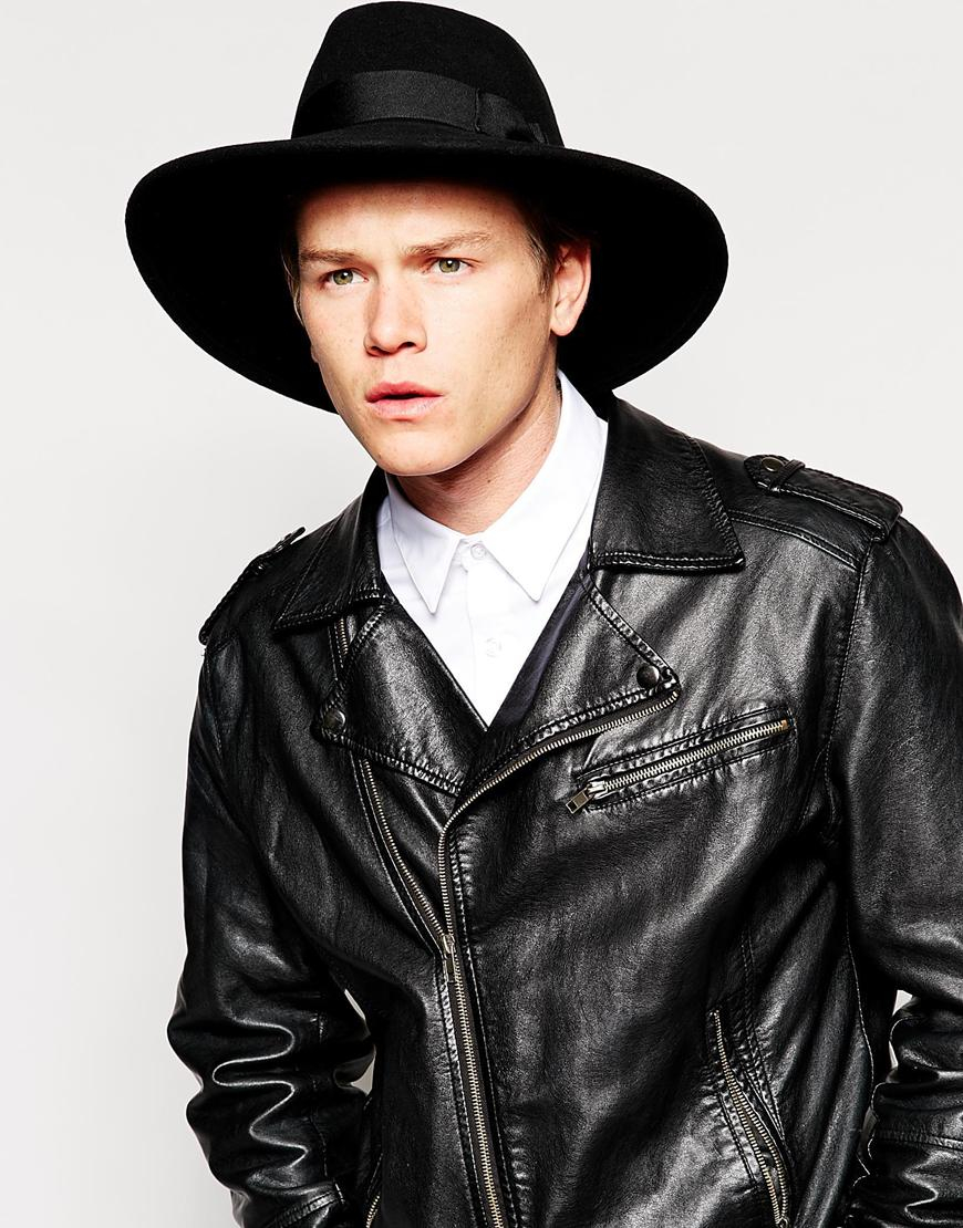 ASOS Fedora Hat In Black Felt With Wide Brim for Men | Lyst