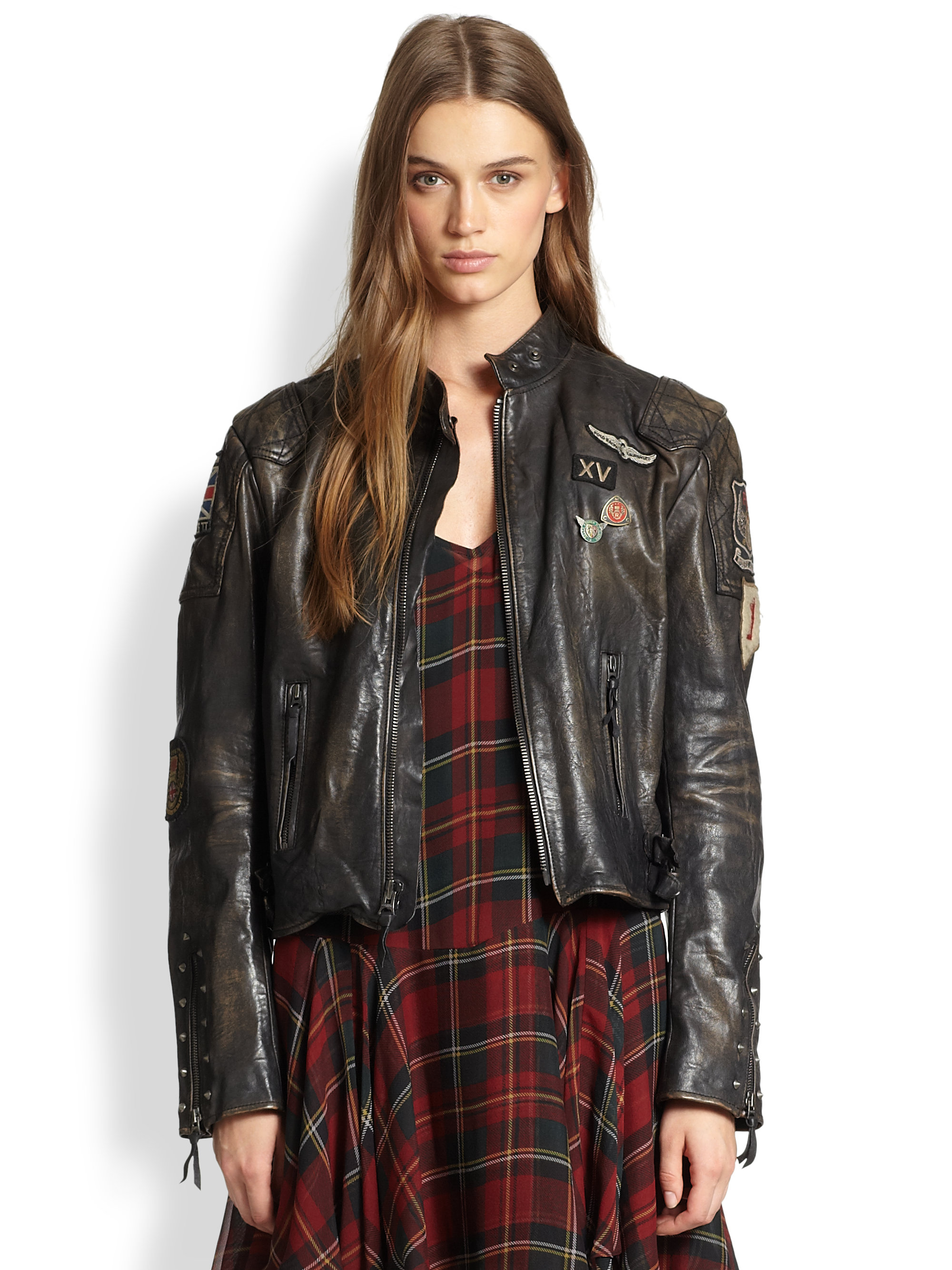 Polo Ralph Lauren Leather Moto Jacket In Black Lyst Gallery