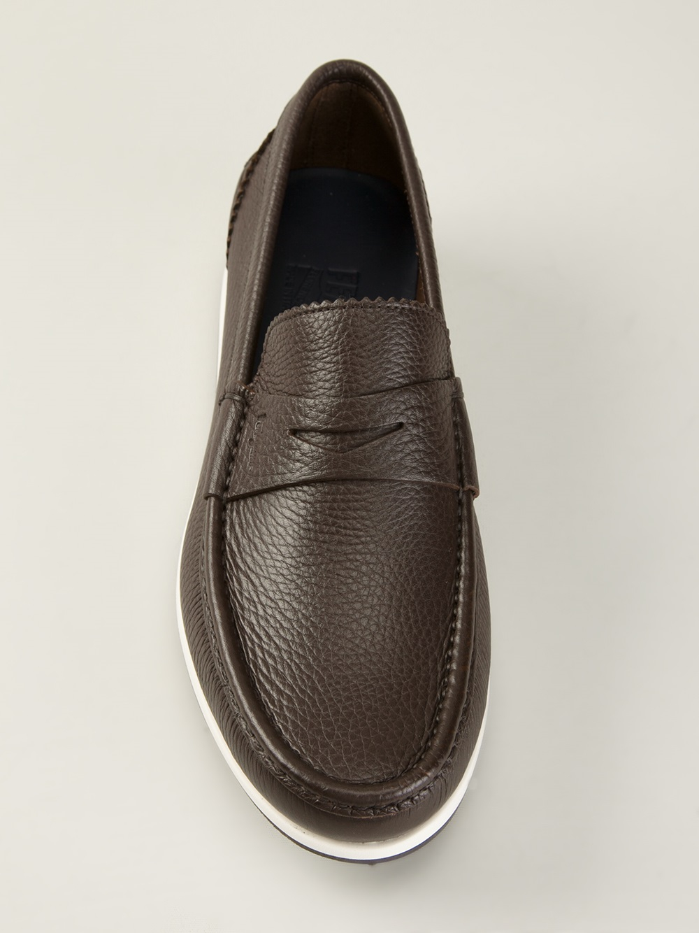 Ferragamo White Sole Loafers in Brown for Men | Lyst