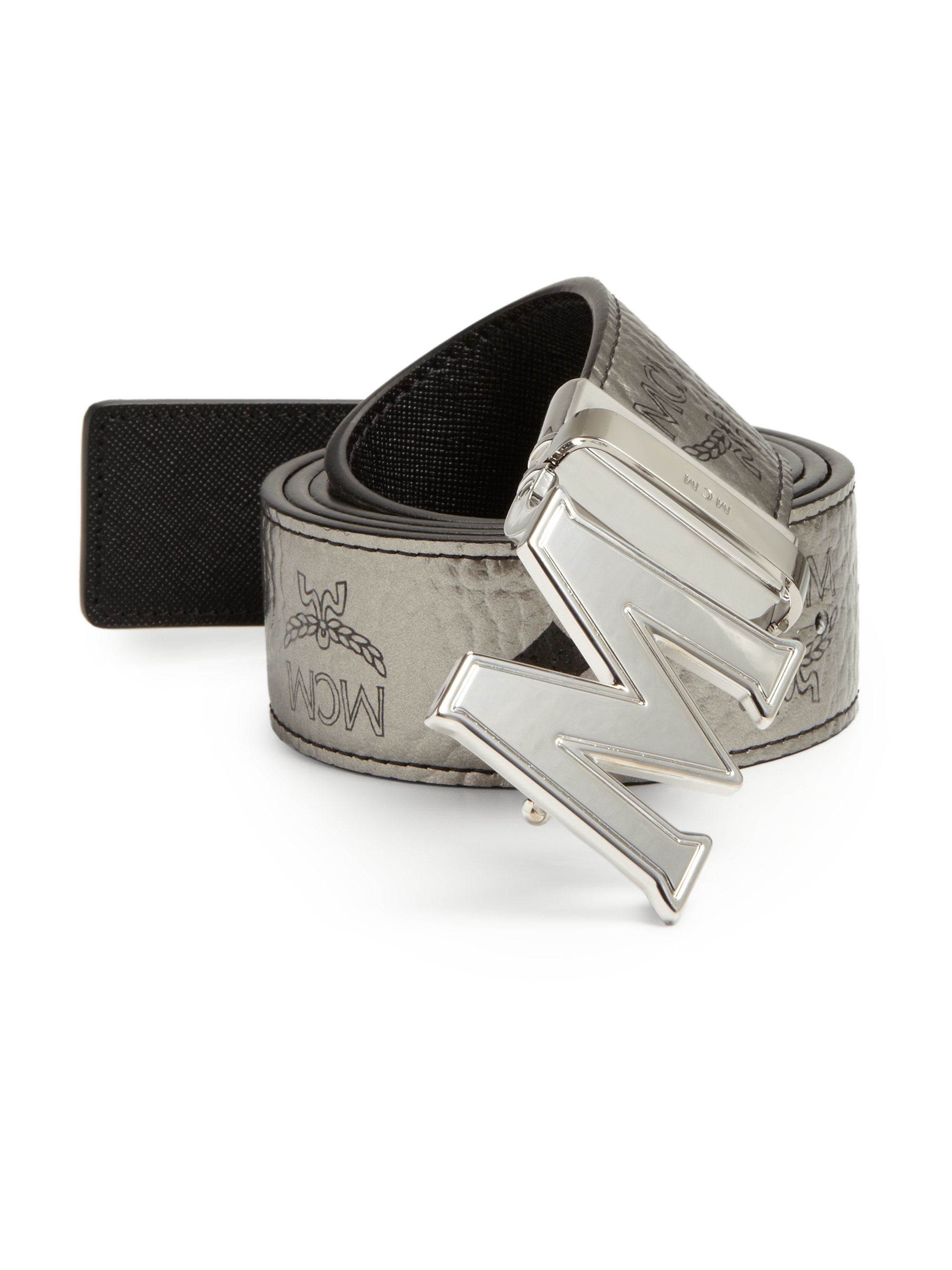 mcm belt silver buckle