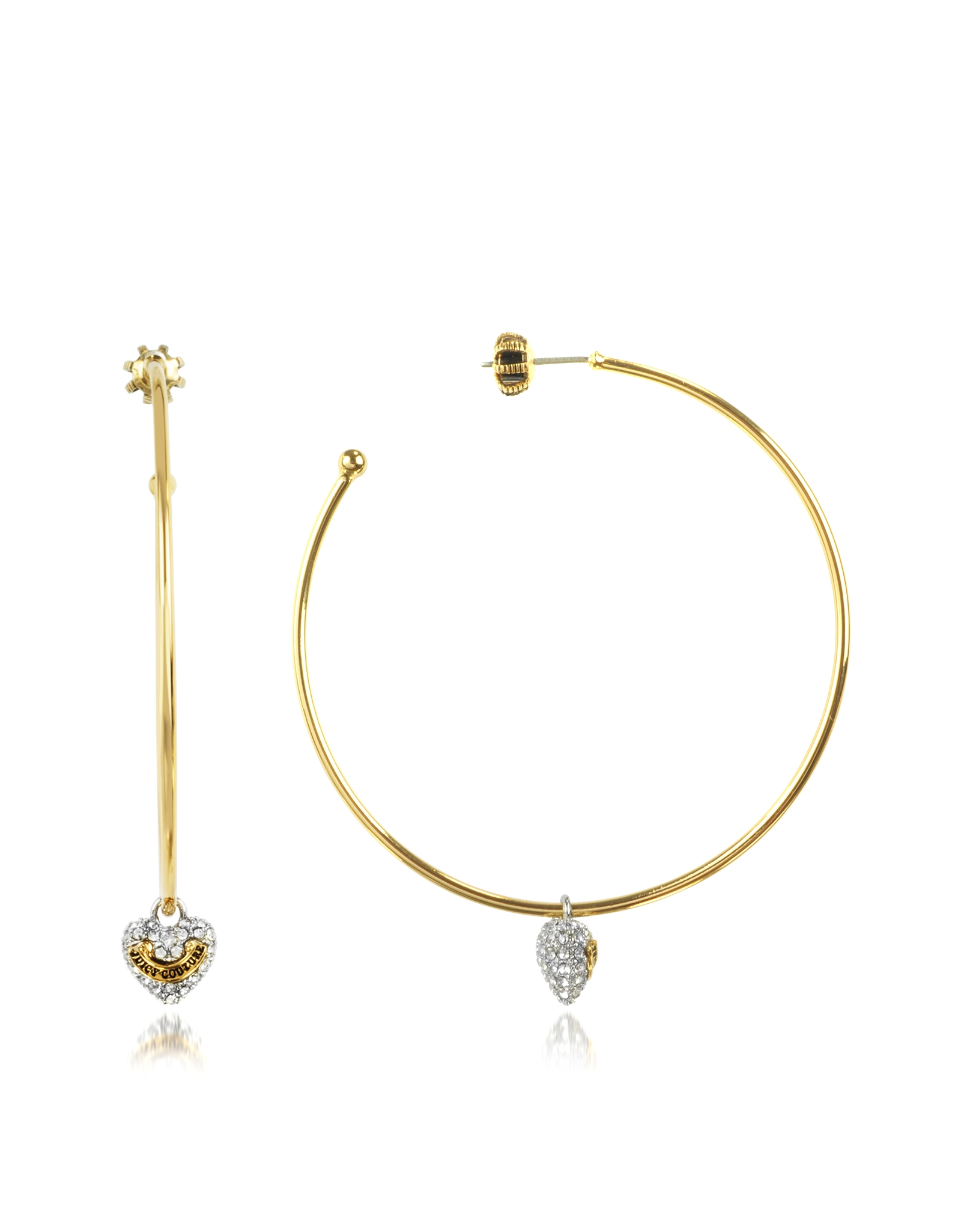 Lyst Juicy Couture Pave Heart Large Hoop Earring In Metallic Gallery