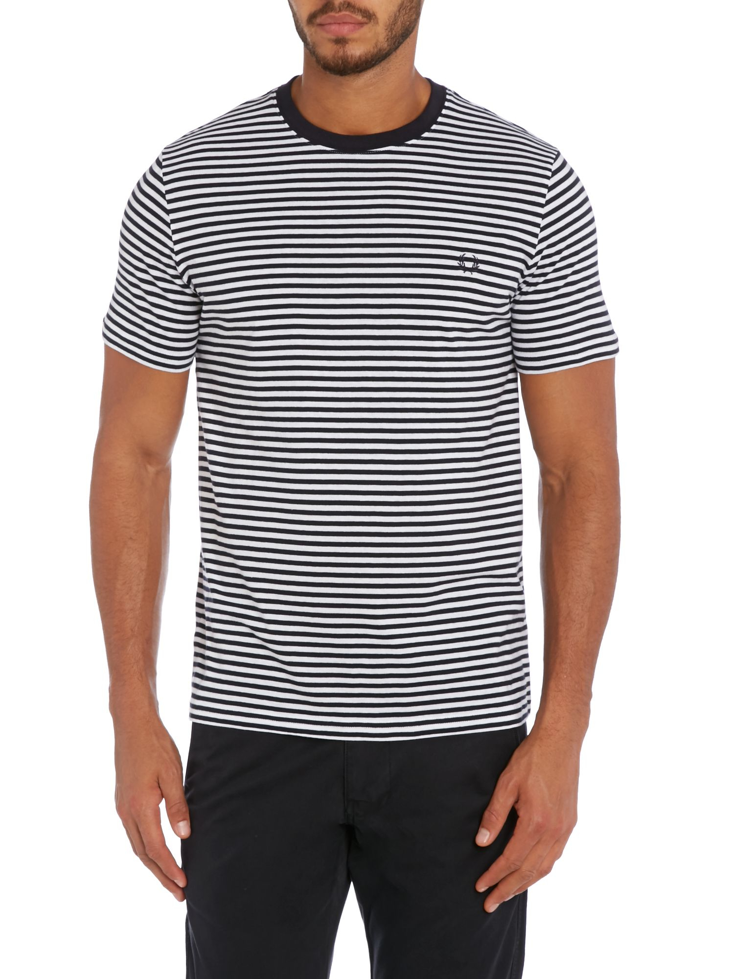Fred perry Sharp Fine Stripe Crew Neck T-Shirt in Black for Men | Lyst