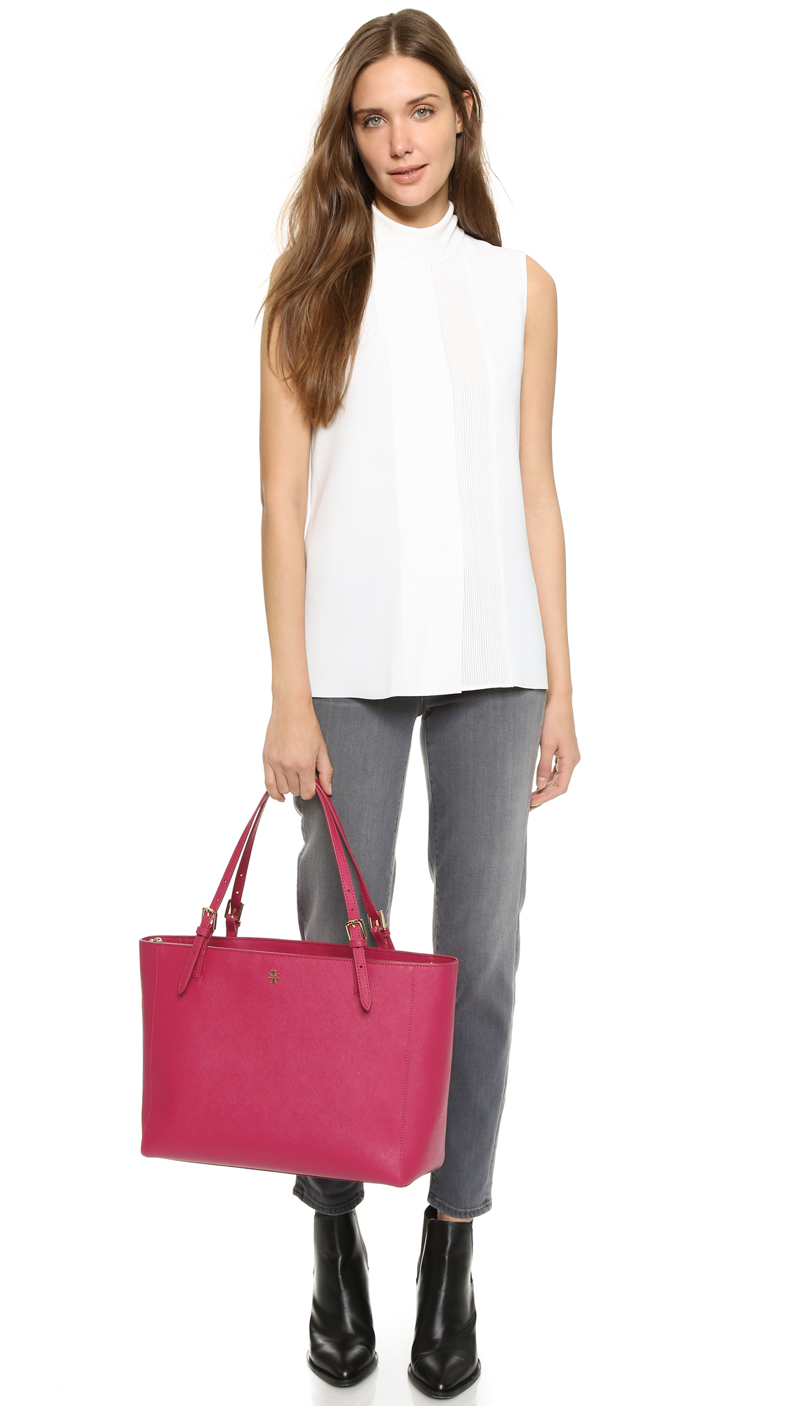 Tory Burch York Buckle Tote - Raspberry in Pink | Lyst