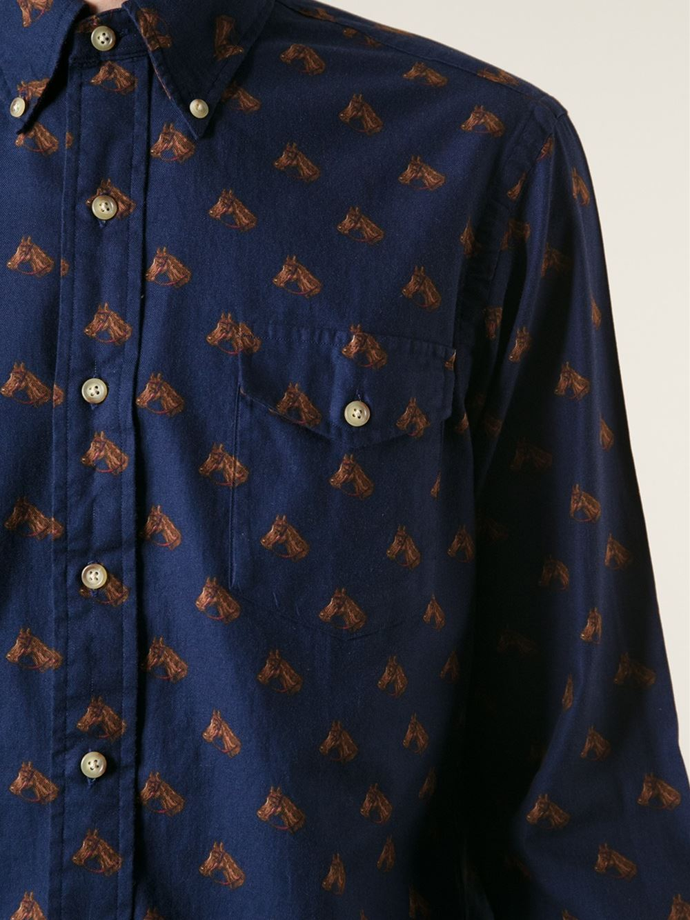 Polo Ralph Lauren Horse Print Shirt in Blue for Men | Lyst