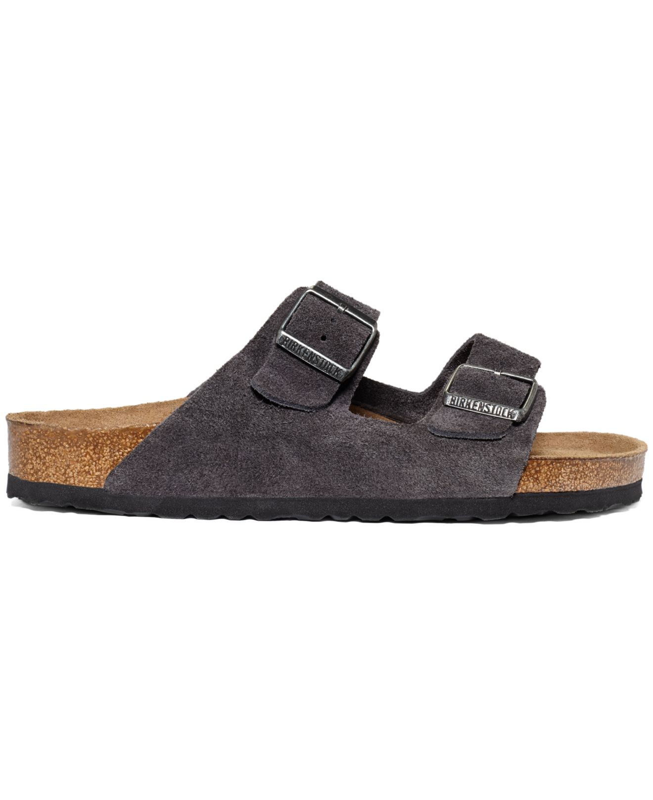 Birkenstock Arizona Velvet Suede Soft Footbed Sandals in Gray for Men | Lyst
