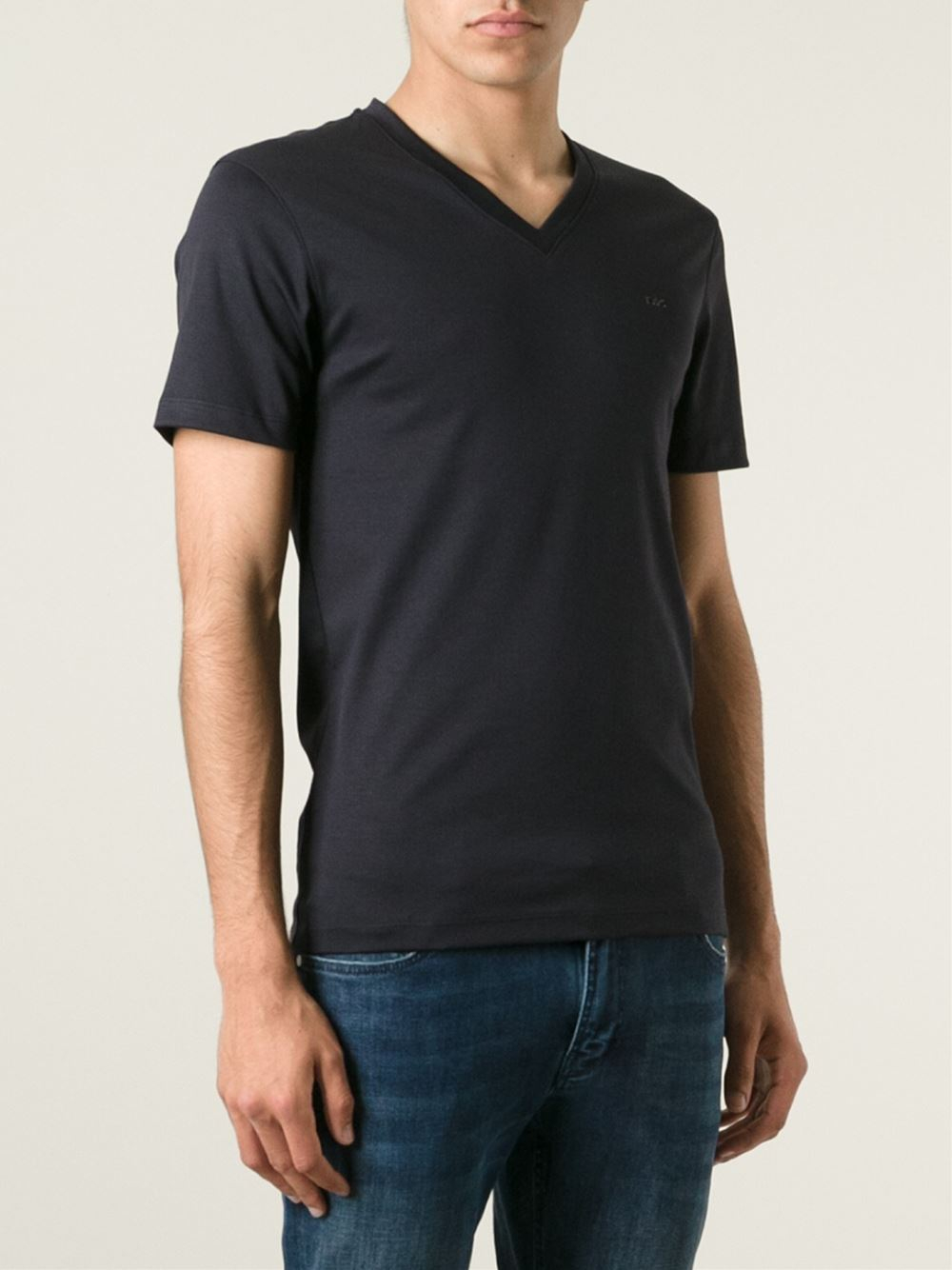 men's black v neck t shirts