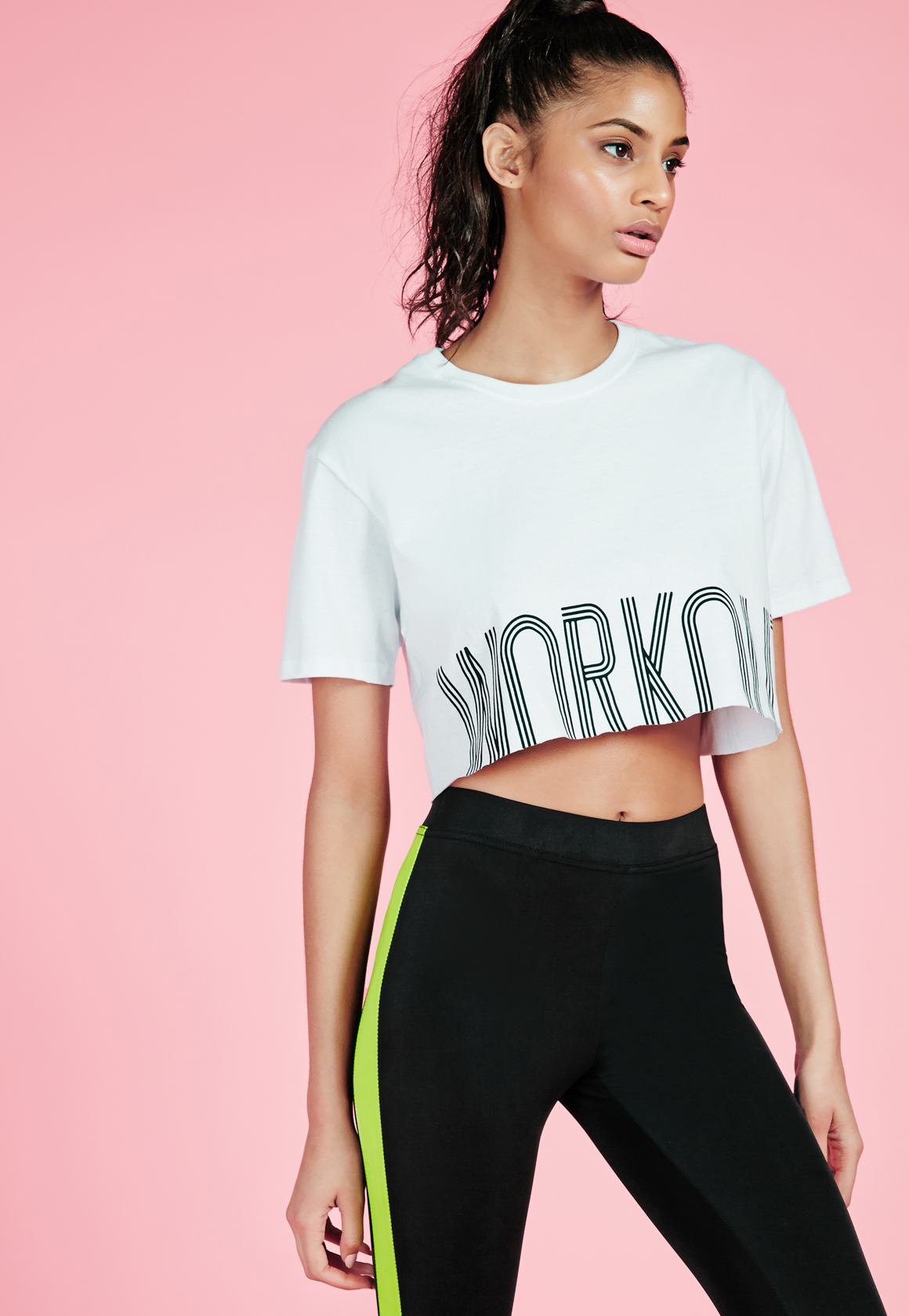 white crop gym top