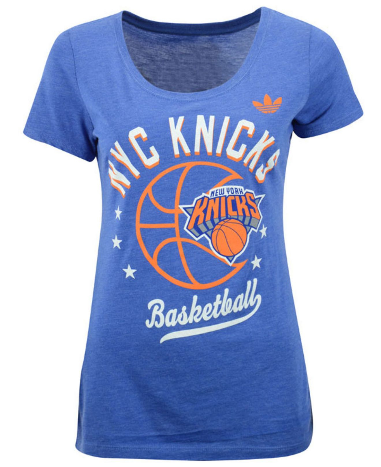 Adidas Women'S New York Knicks Basketball Scoop TShirt in Blue