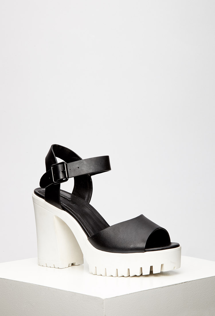 black platform sandals with white sole