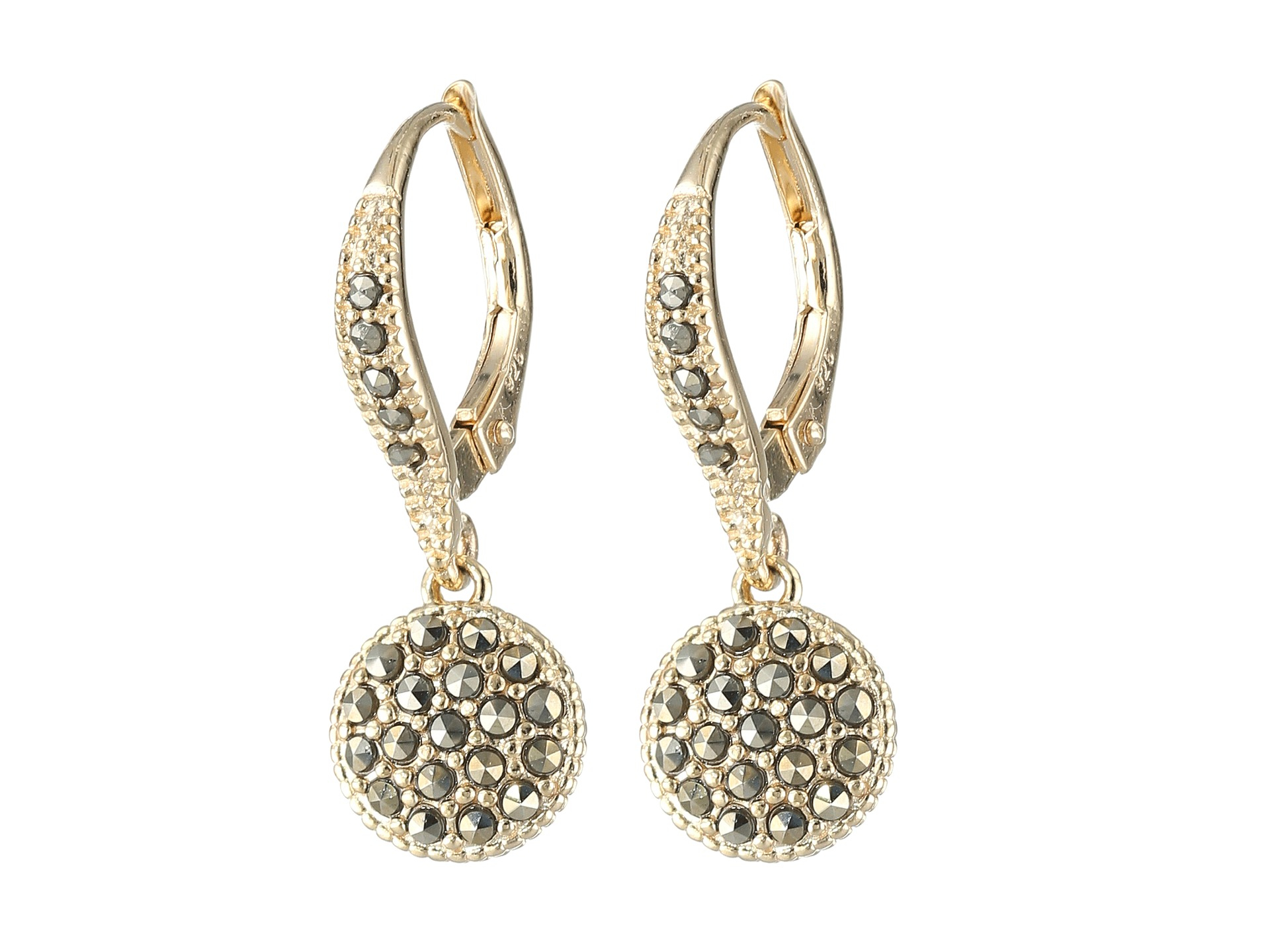 Judith jack Gold Basics Leverback Drop Earring in Gold (Marcasite ...