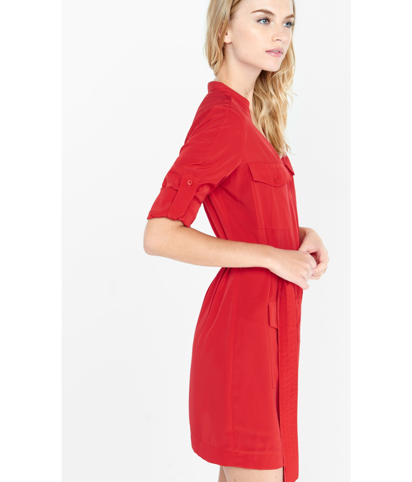 Lyst Express Red Four Pocket Military Shirt Dress in Red