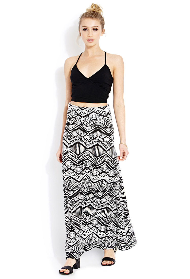 black print maxi skirt
