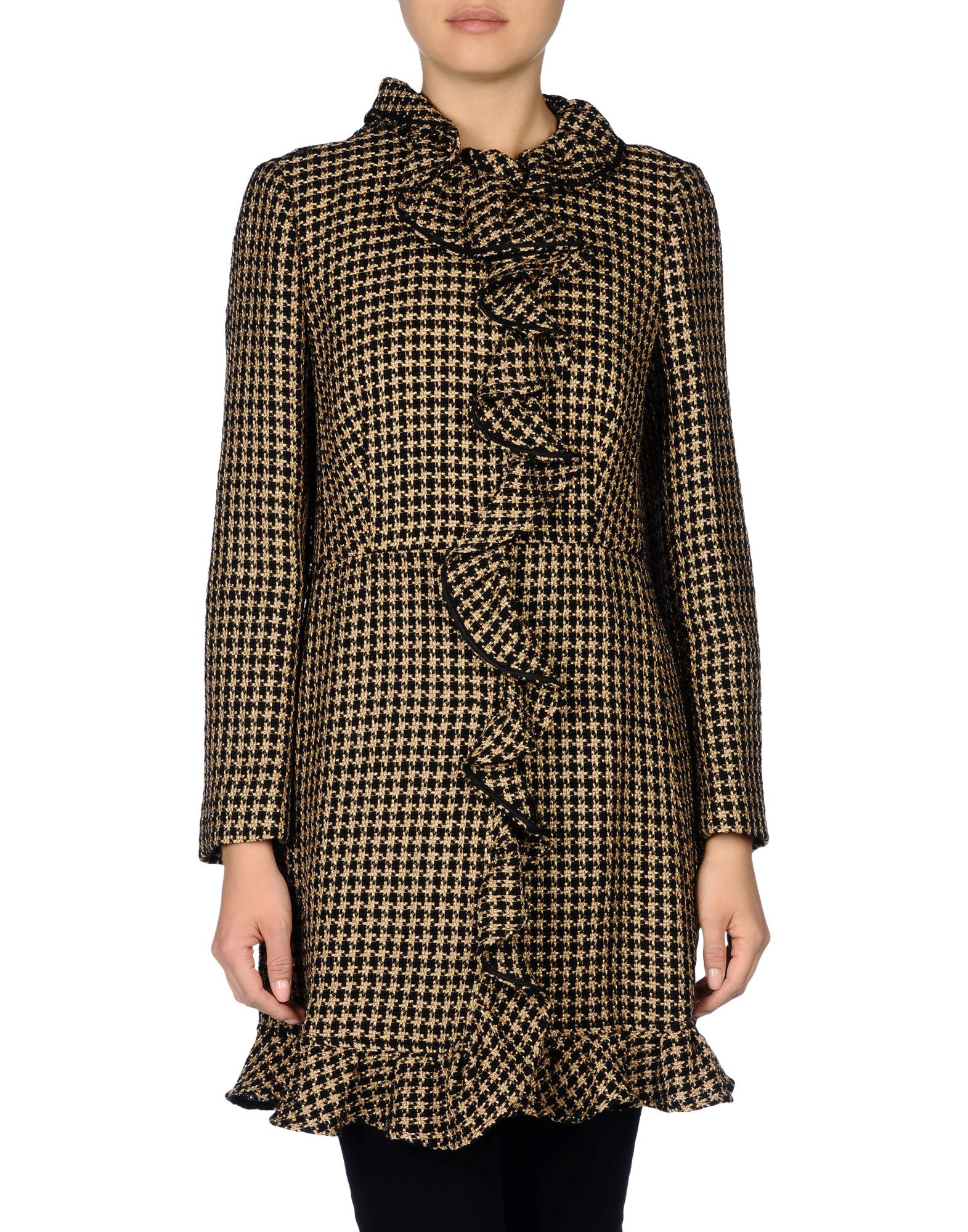 Lyst Red valentino Ruffled WoolBlend Tweed Coat in Black