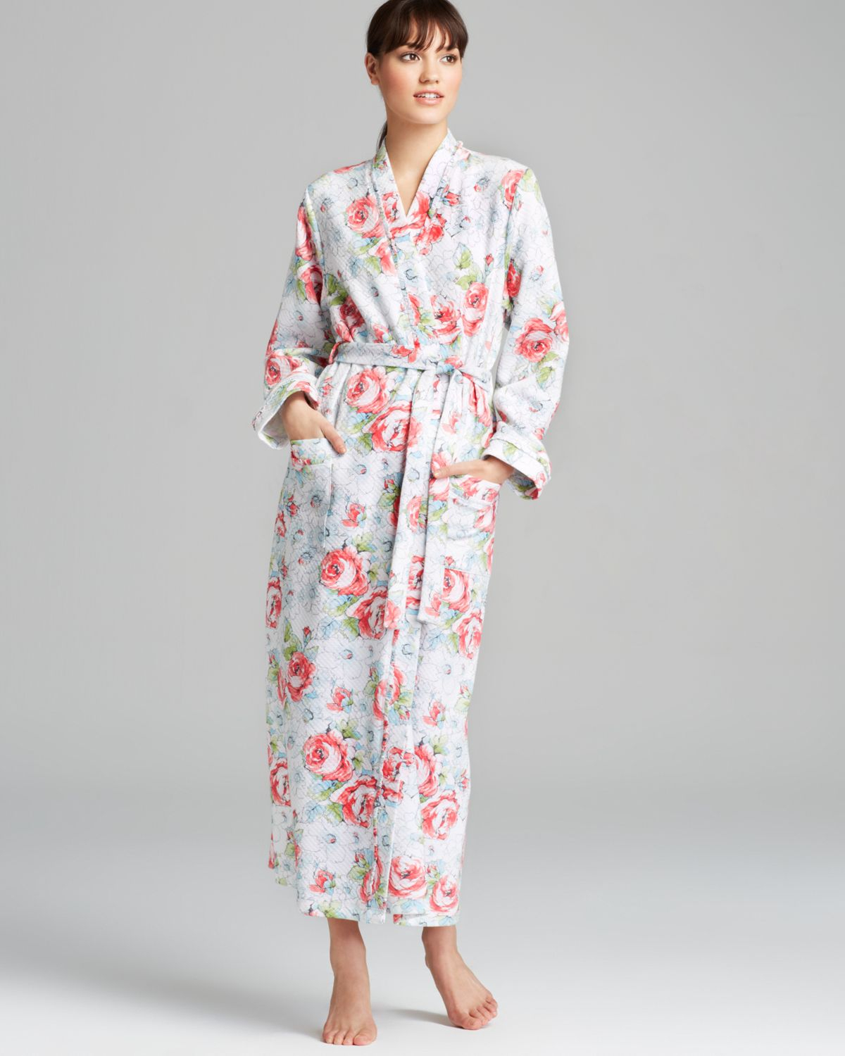 Lyst - Carole Hochman Floral Quilted Long Robe in Blue