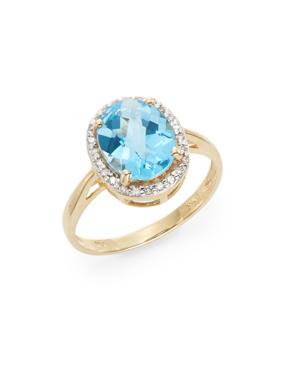Effy Blue Topaz, Diamond, 14k Yellow Gold & 14k White Gold Ring in Blue ...