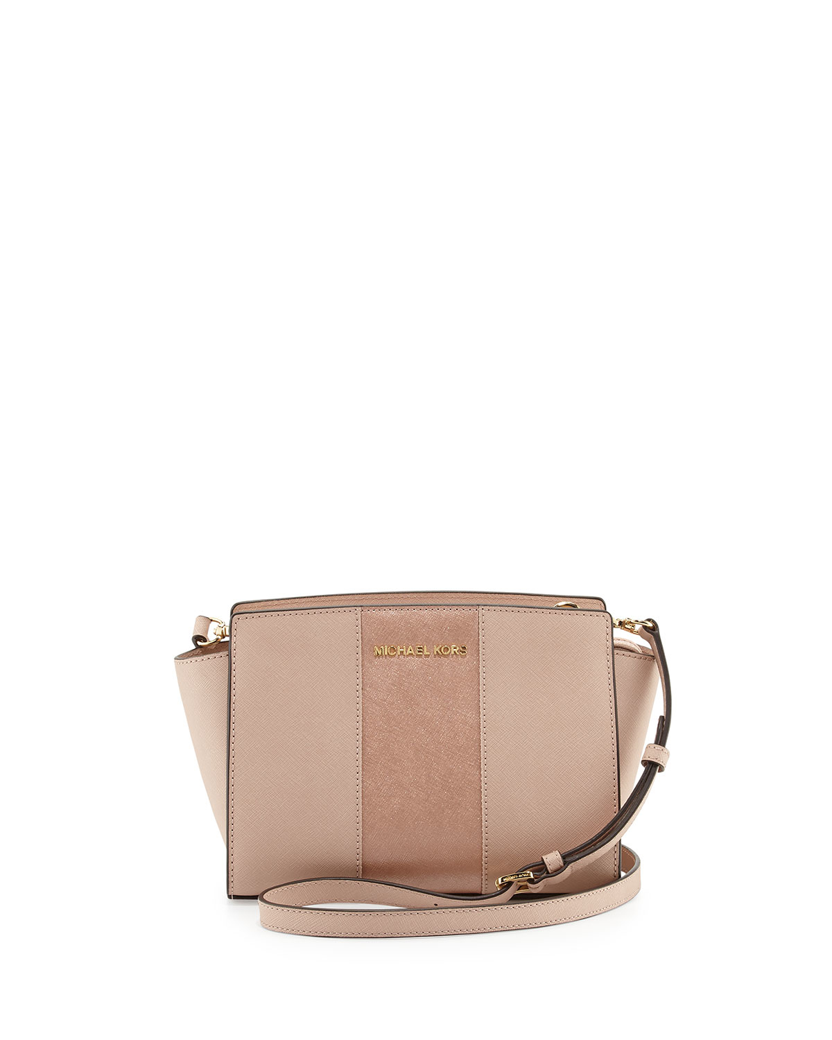 michael kors selma medium metallic leather crossbody