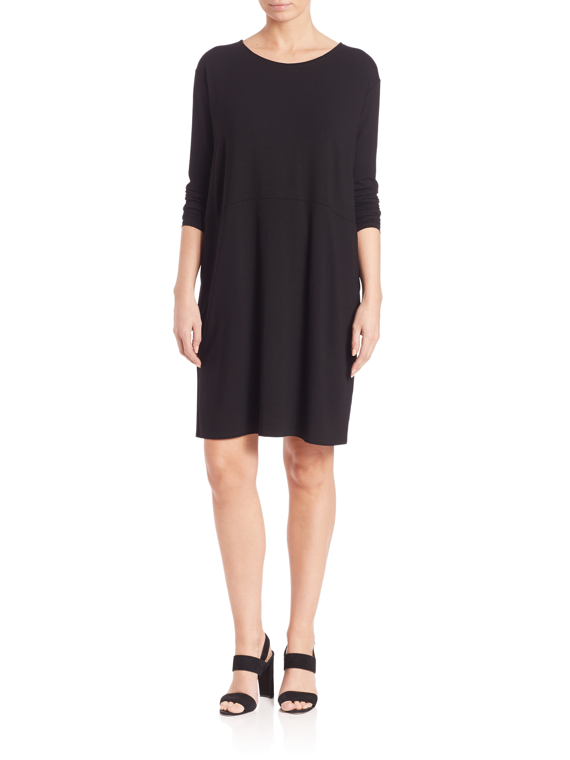 eileen fisher long black dress