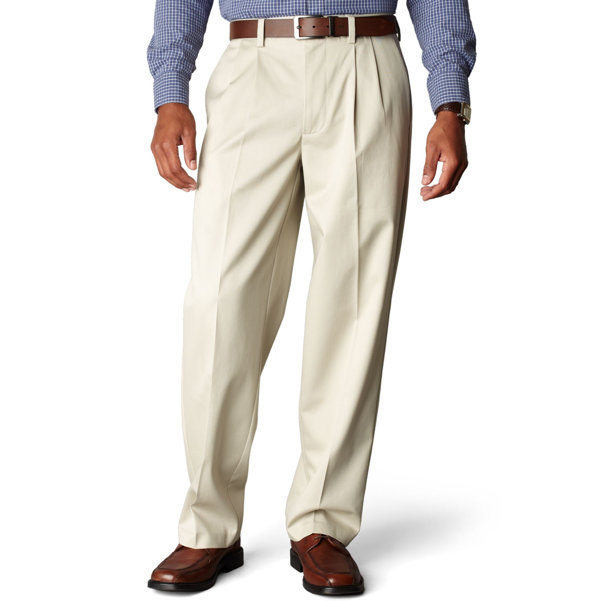 Dockers Signature Khaki Relaxed Fit Pleated Pants in Gray for Men ...