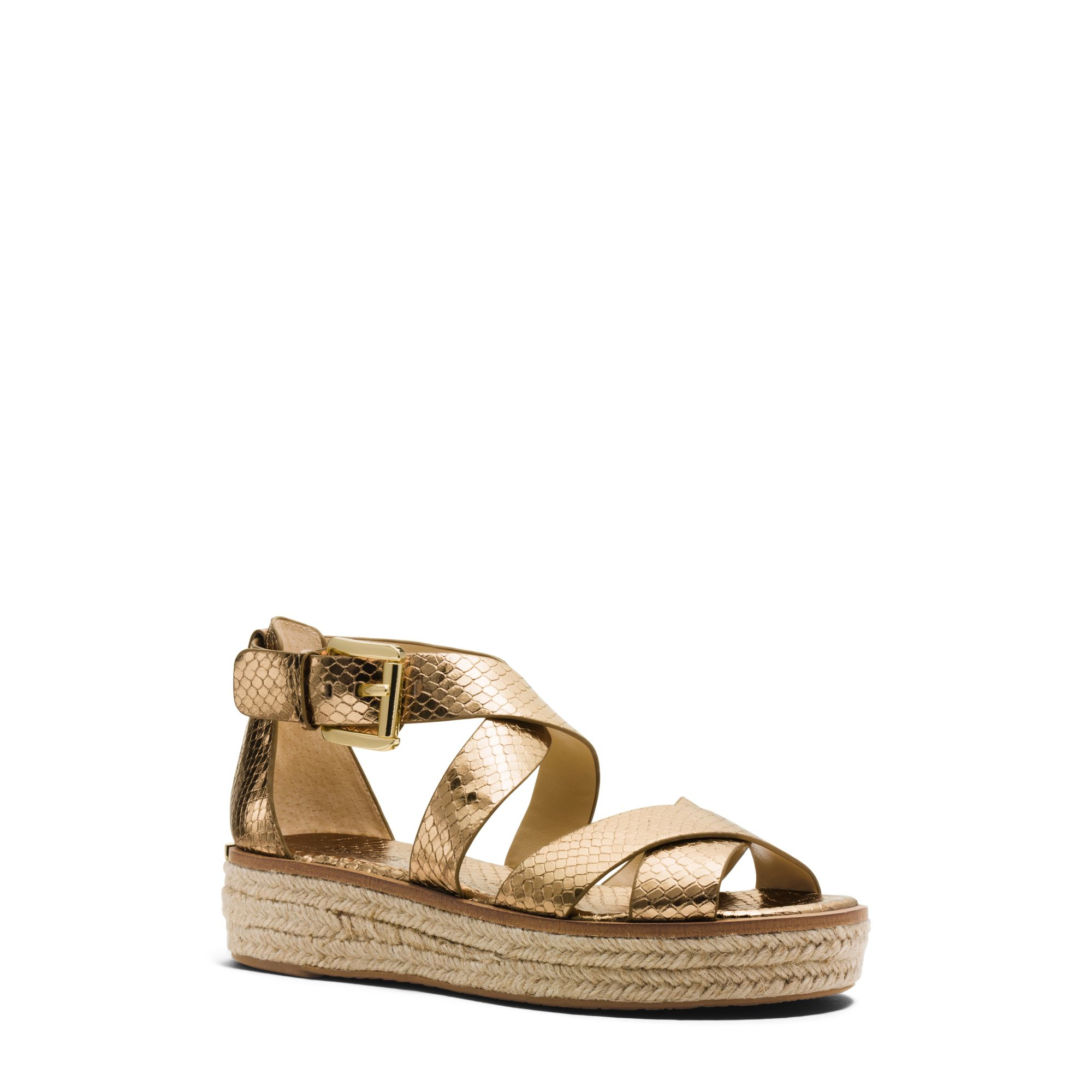 michael michael kors darby vachetta leather flatform espadrille sandals