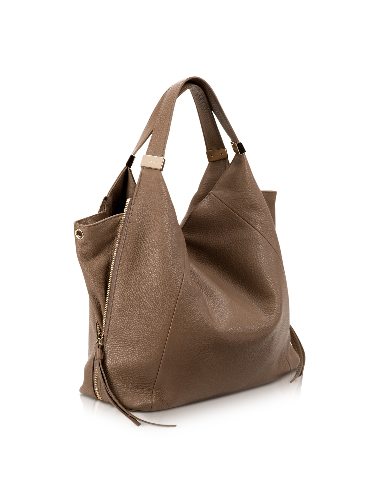 Furla Liz Daino Leather Hobo Bag in Gold (Brown) Lyst